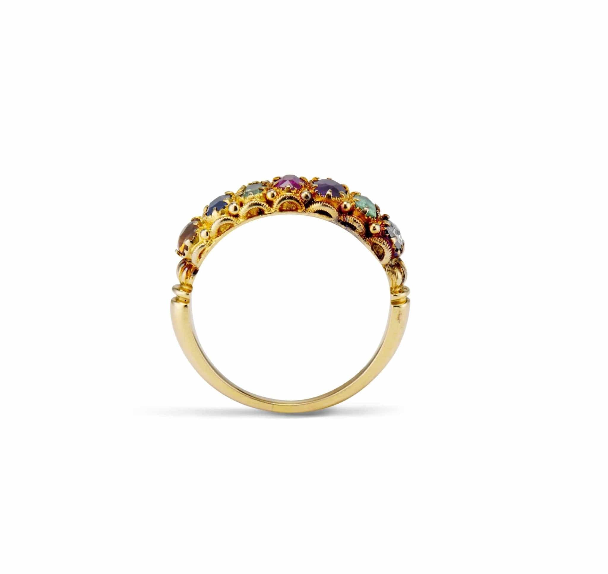 Victorian Acrostic "Dearest" Gold Half Band - Image 4