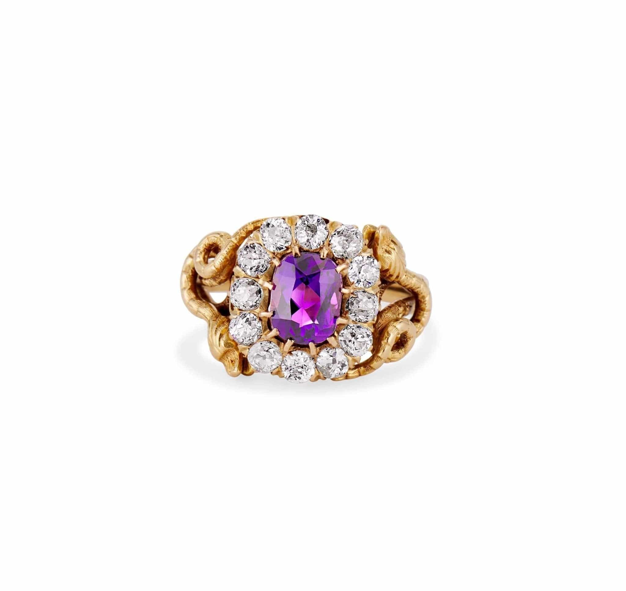 Victorian Amethyst and Diamond Snake Ring - Image 2