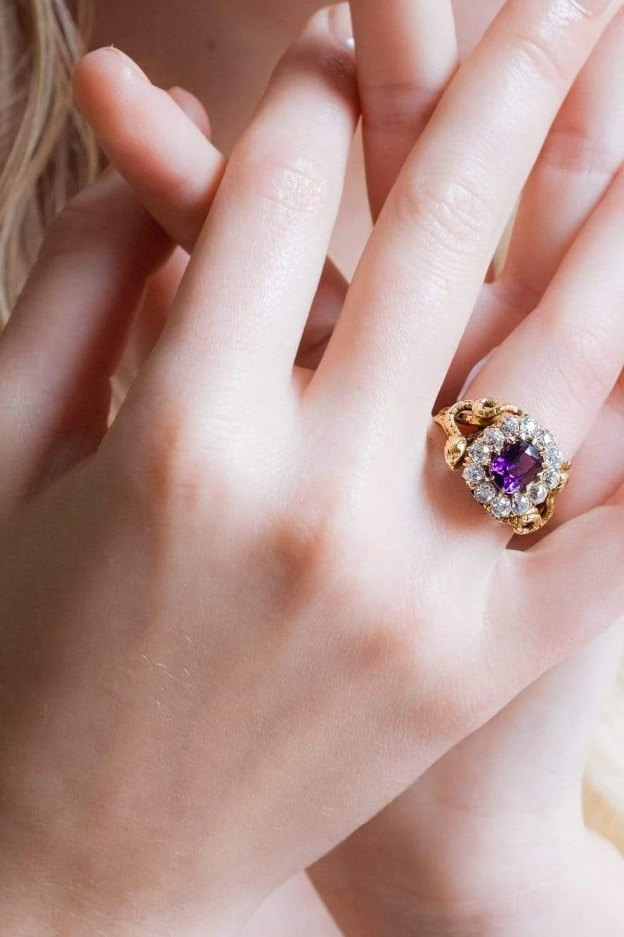 Victorian Amethyst and Diamond Snake Ring - Image 5