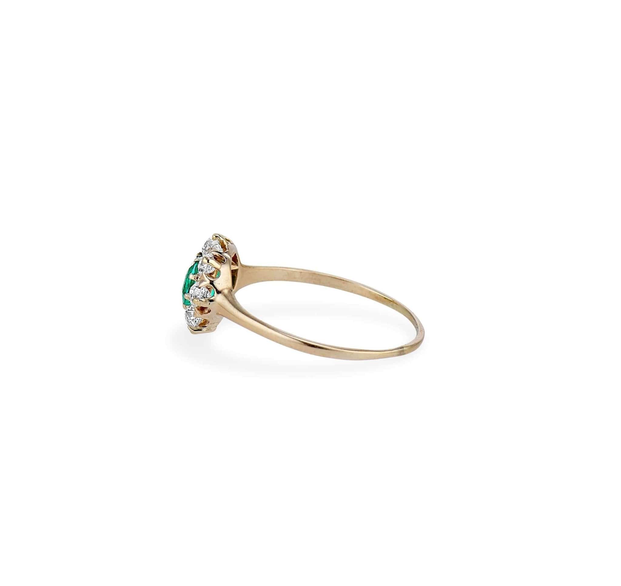 Victorian Antique Emerald and Diamond Cluster Ring - Image 3