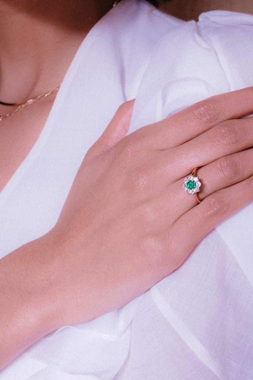 Victorian Antique Emerald and Diamond Cluster Ring - Image 4