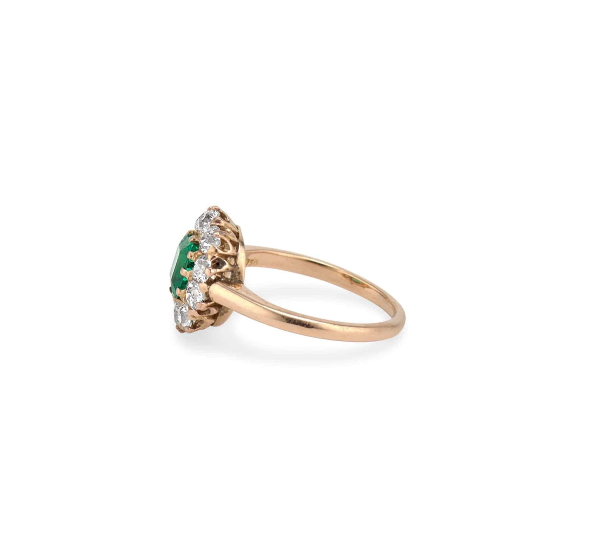 Victorian Antique Emerald and Diamond Cluster Ring - Image 3
