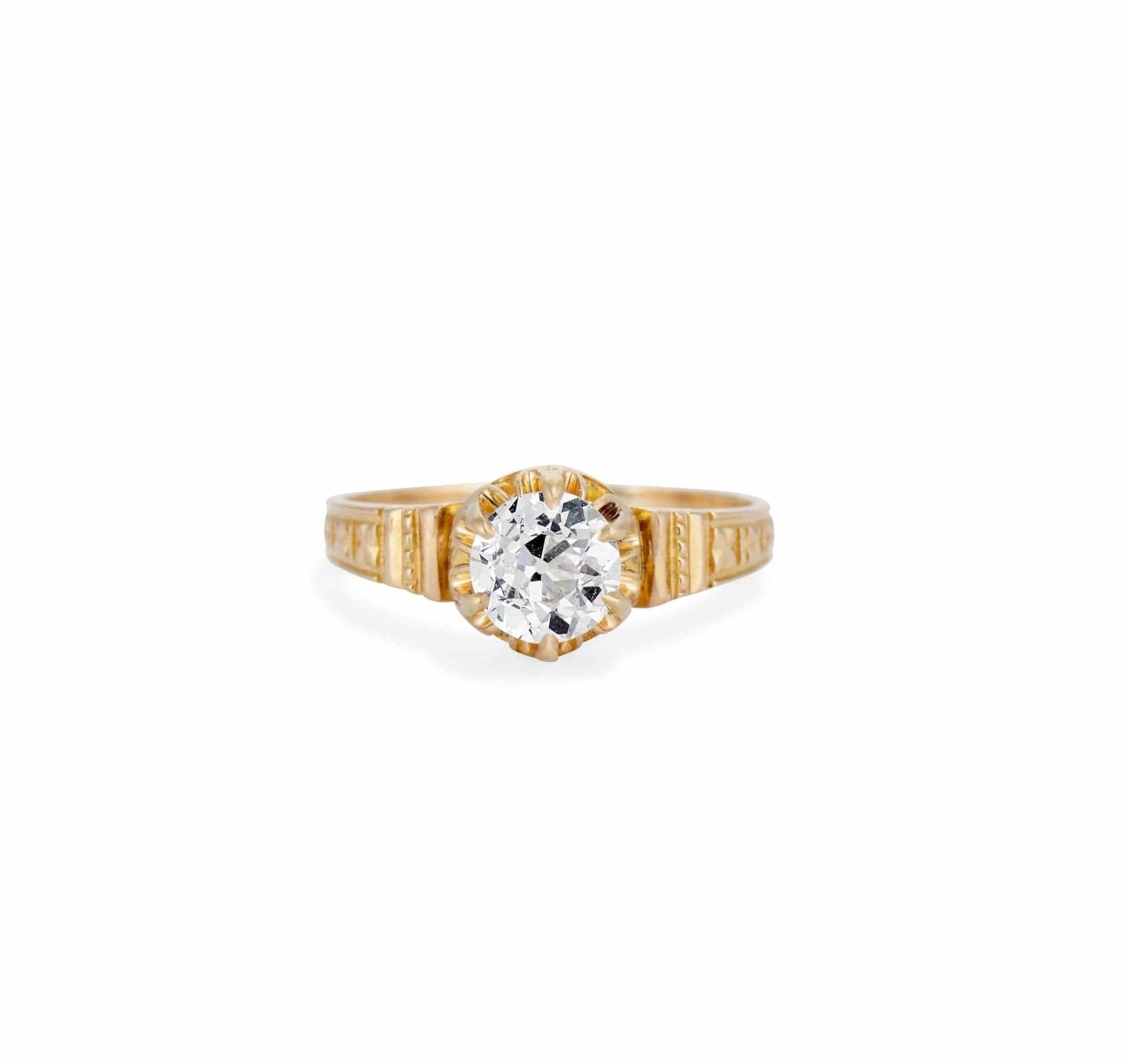 Victorian Archeological Revival .90 Carat Diamond Ring - Image 2