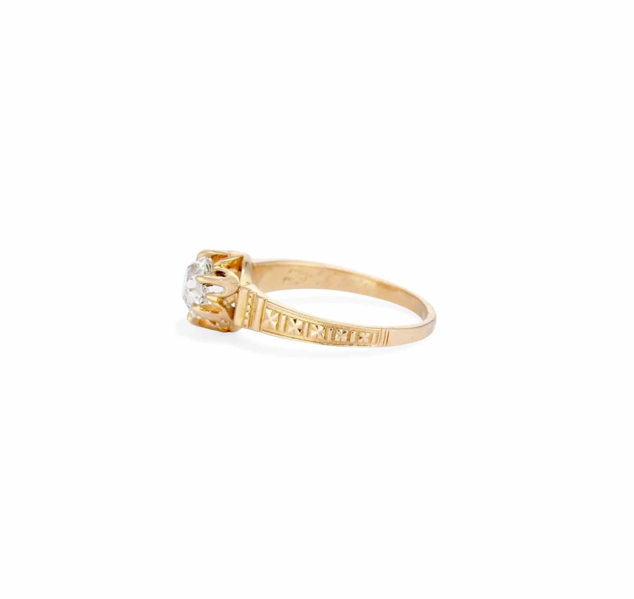 Victorian Archeological Revival .90 Carat Diamond Ring - Image 3