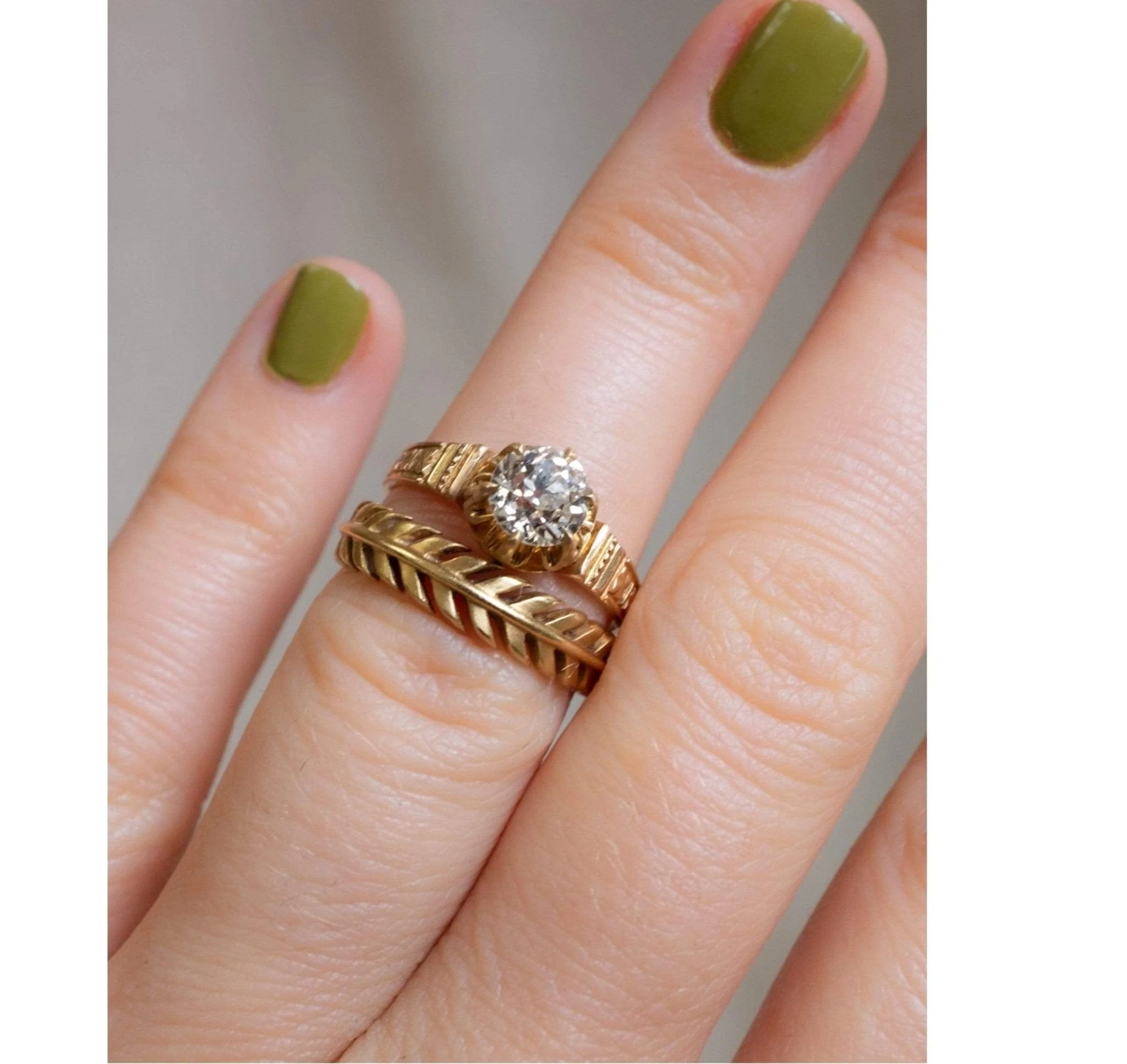 Victorian Archeological Revival .90 Carat Diamond Ring - Image 6