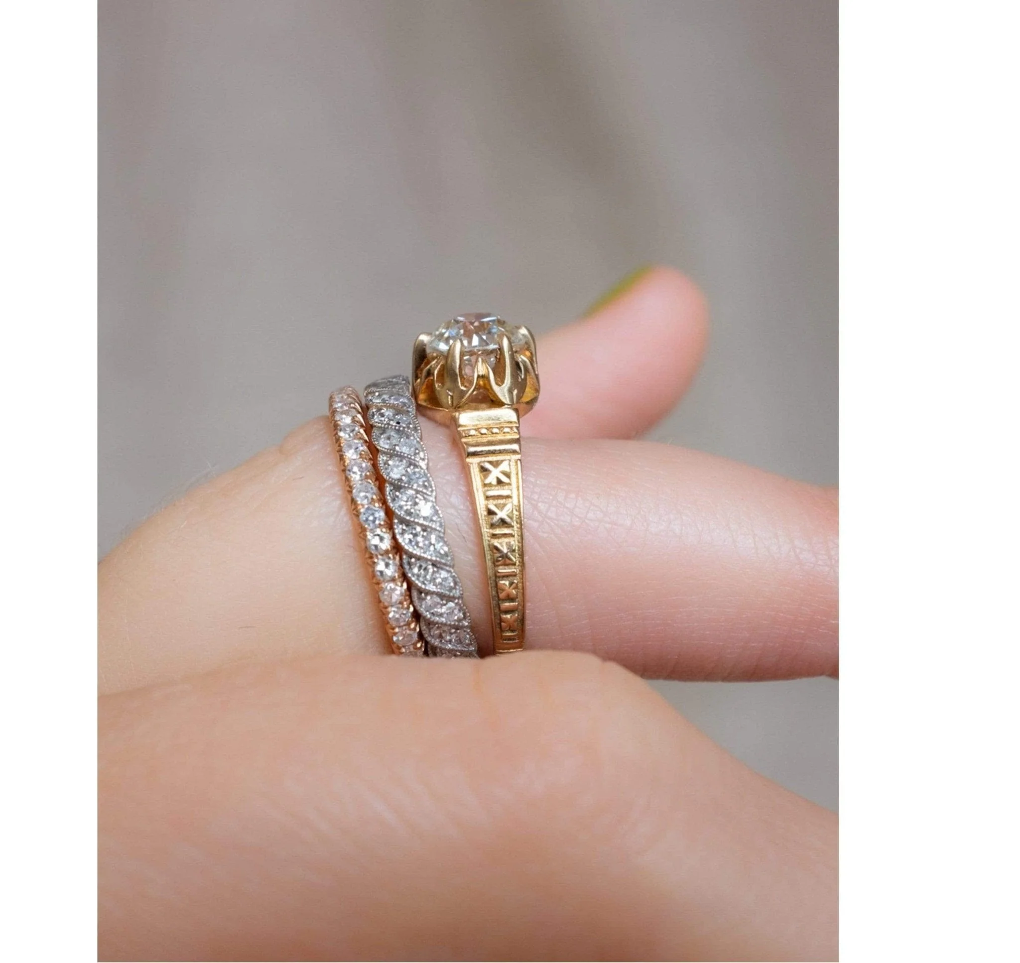 Victorian Archeological Revival .90 Carat Diamond Ring - Image 7