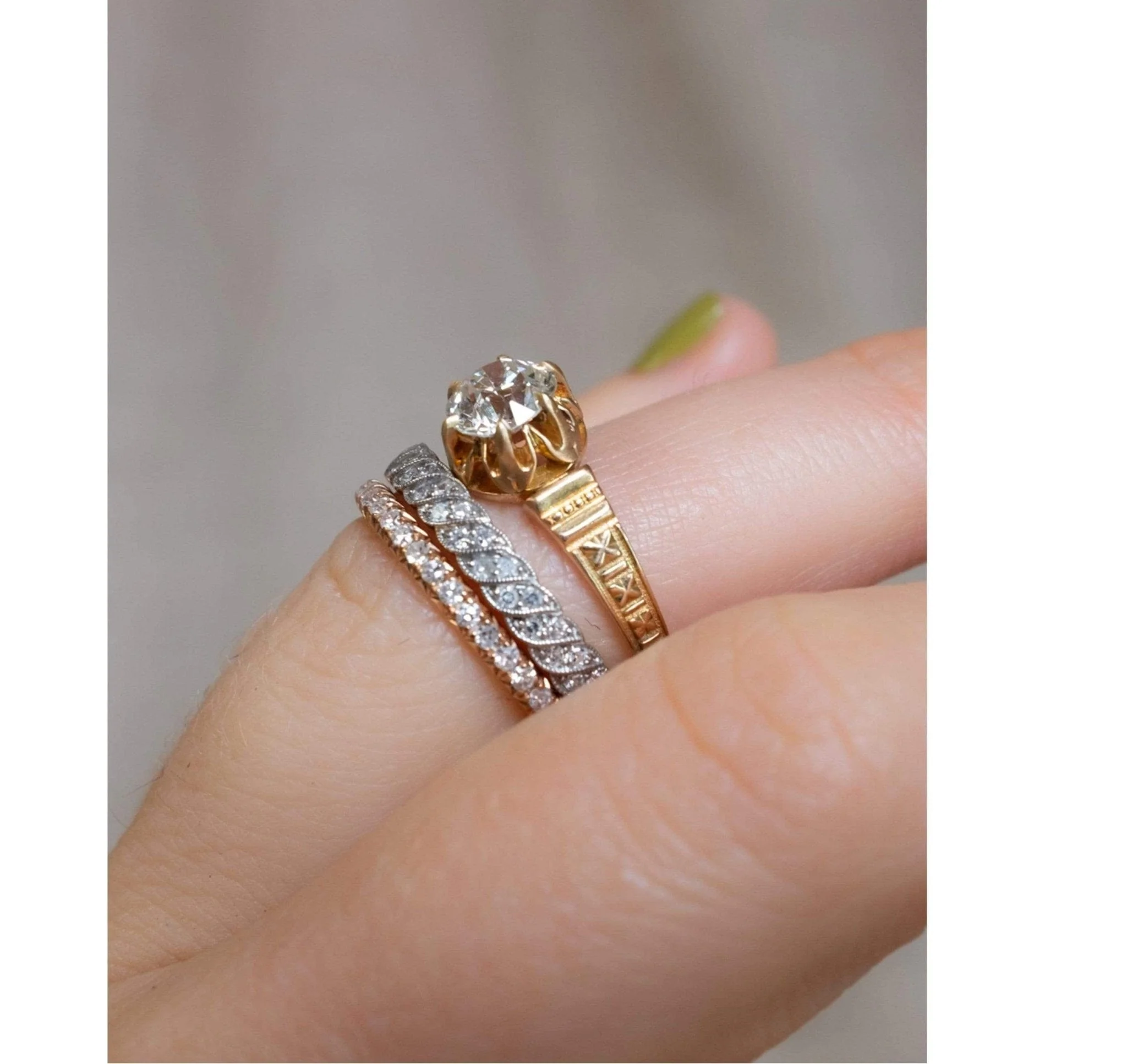 Victorian Archeological Revival .90 Carat Diamond Ring - Image 9