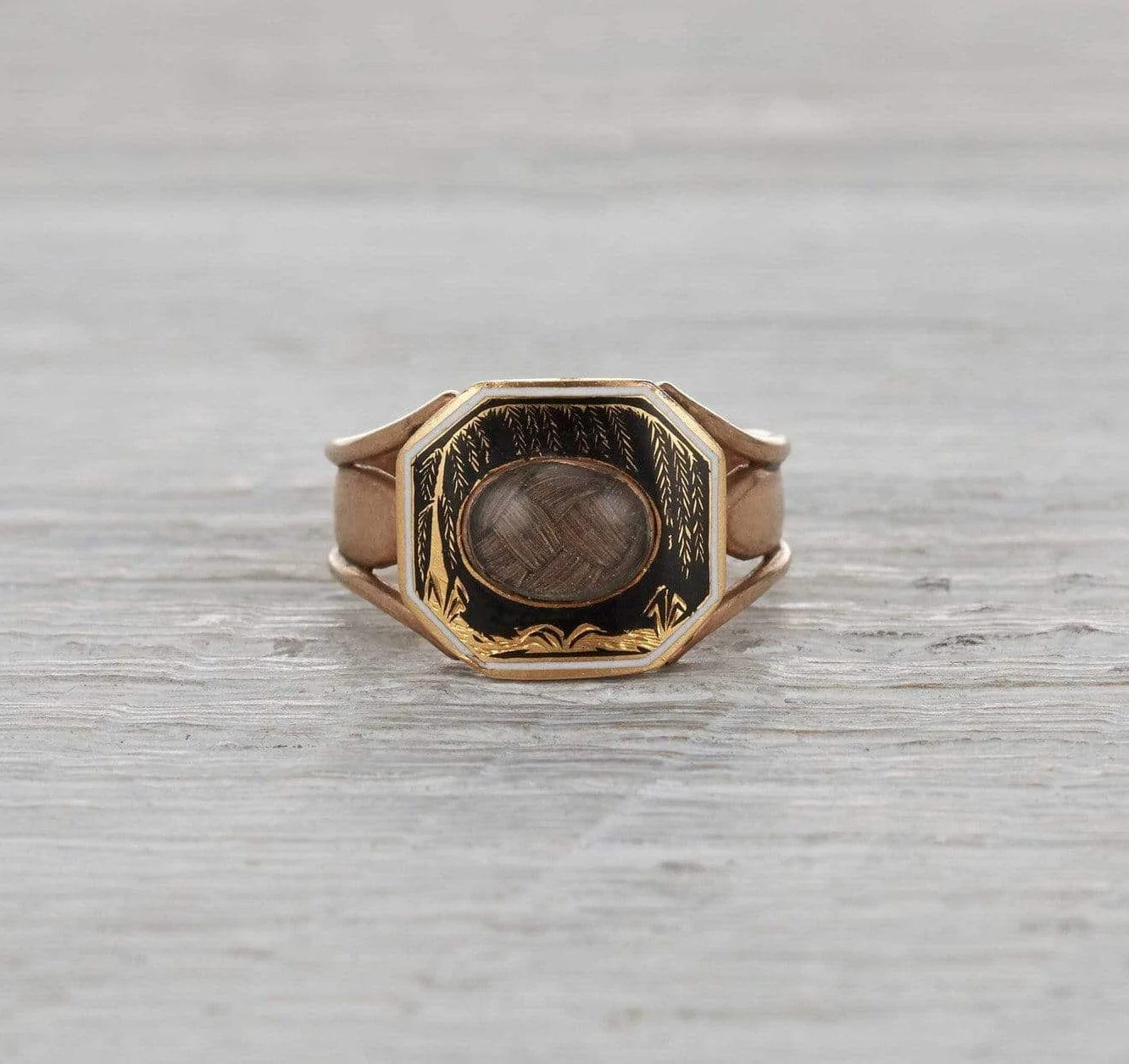 Victorian Braided Hair Mourning Ring - Image 2