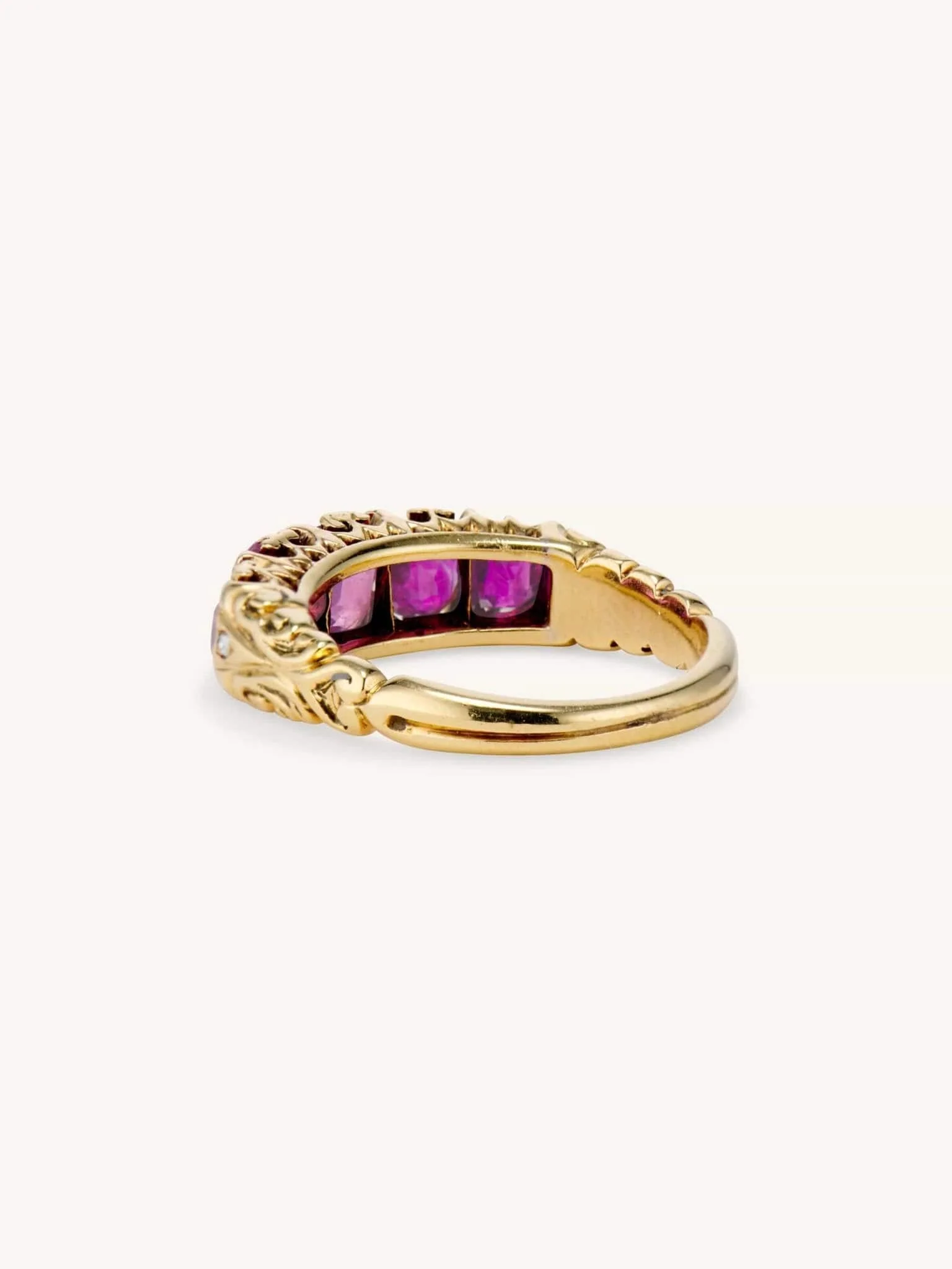 Victorian Cushion Cut Ruby Carved Half Hoop - Image 4