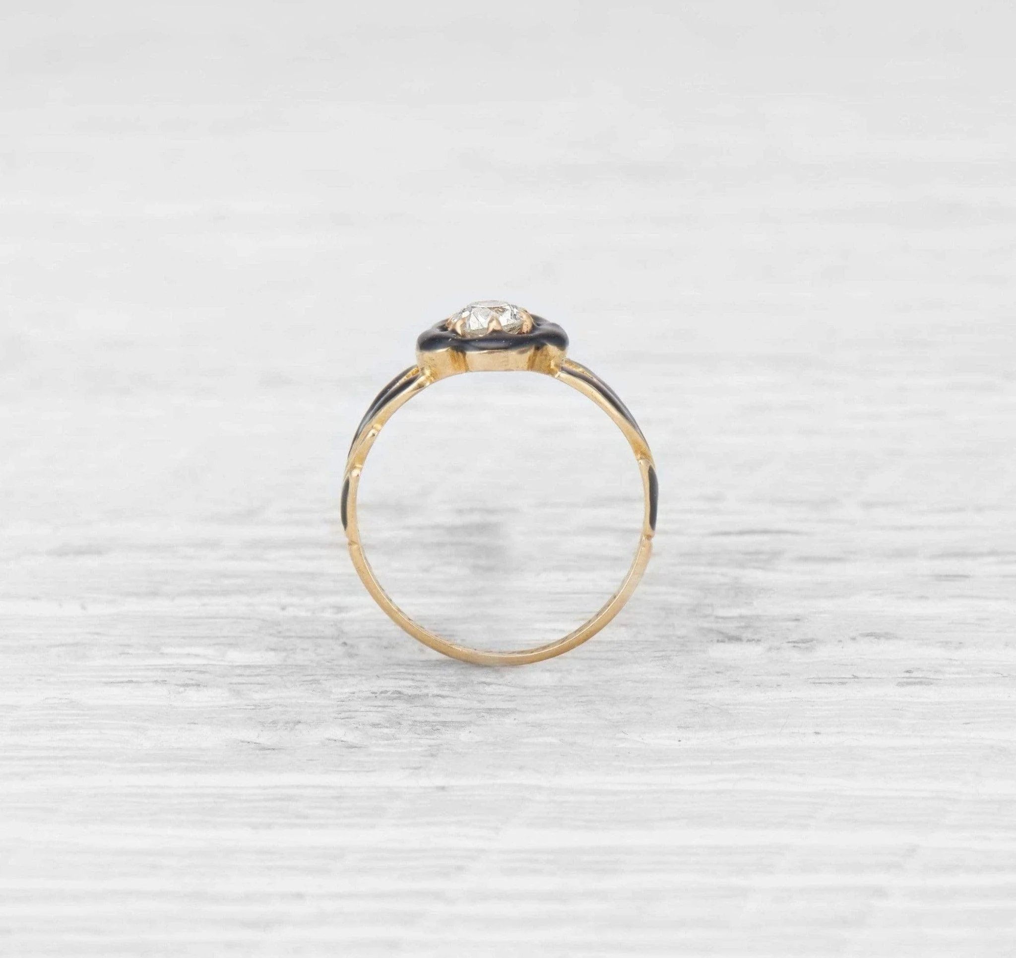 Victorian Diamond and Enamel Mourning Ring - Image 4