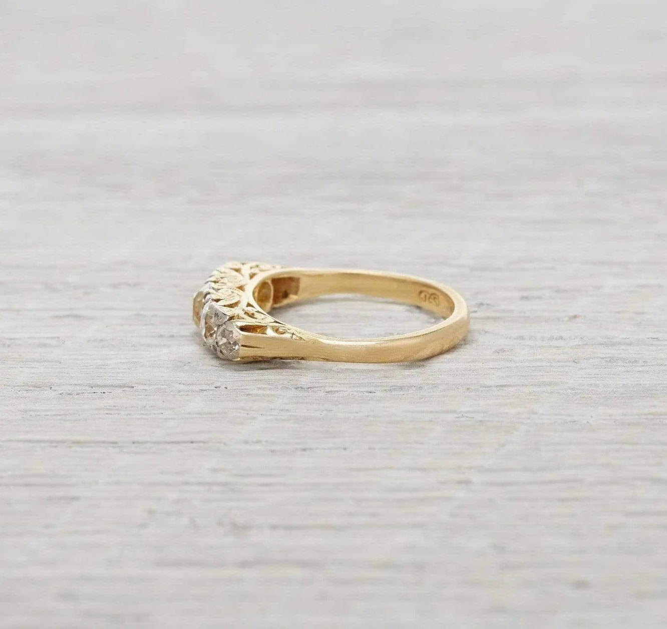 Victorian Diamond Carved Half Hoop Engagement Ring - Image 3