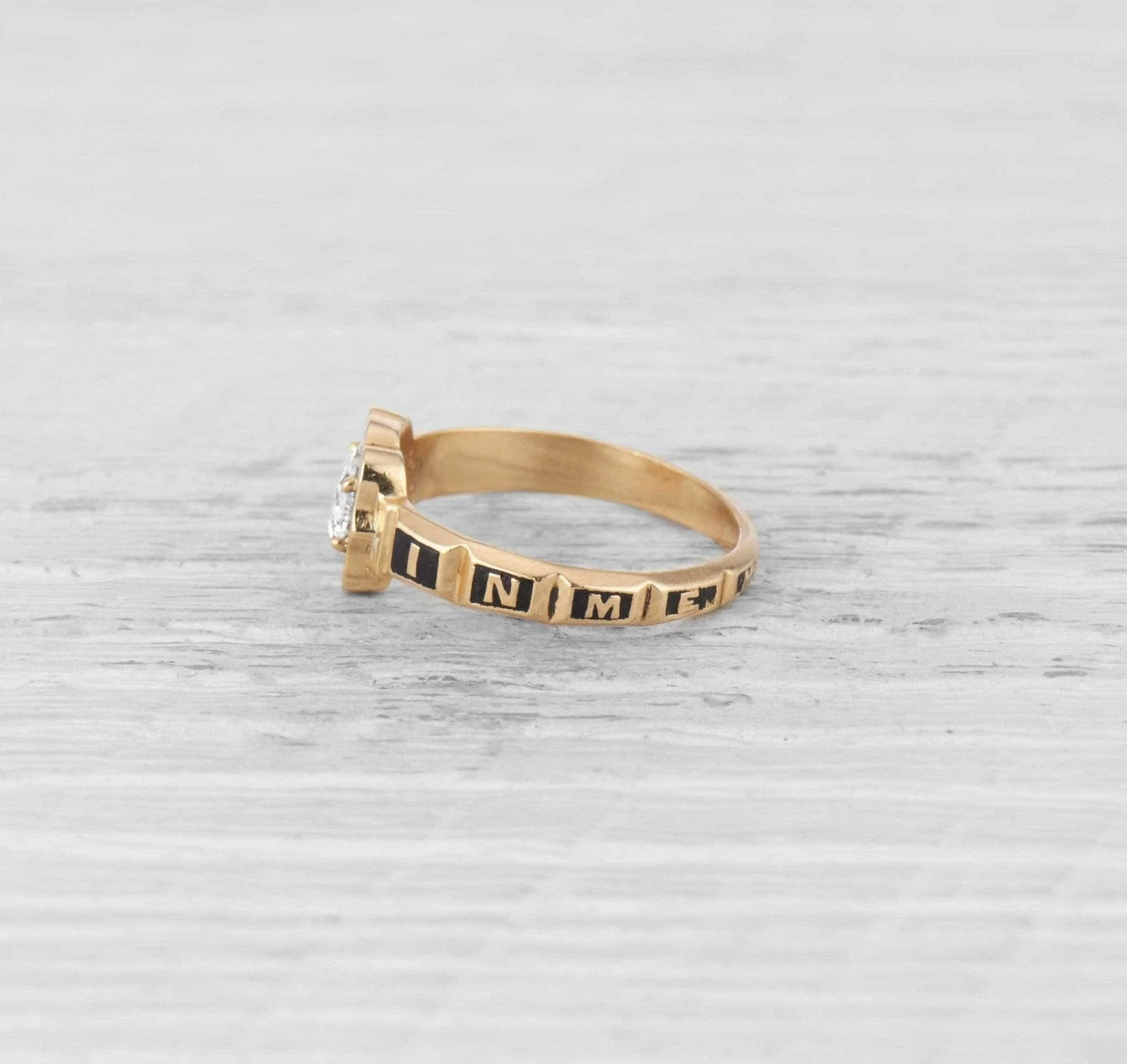 Victorian Diamond & Enamel Mourning Ring - Image 3