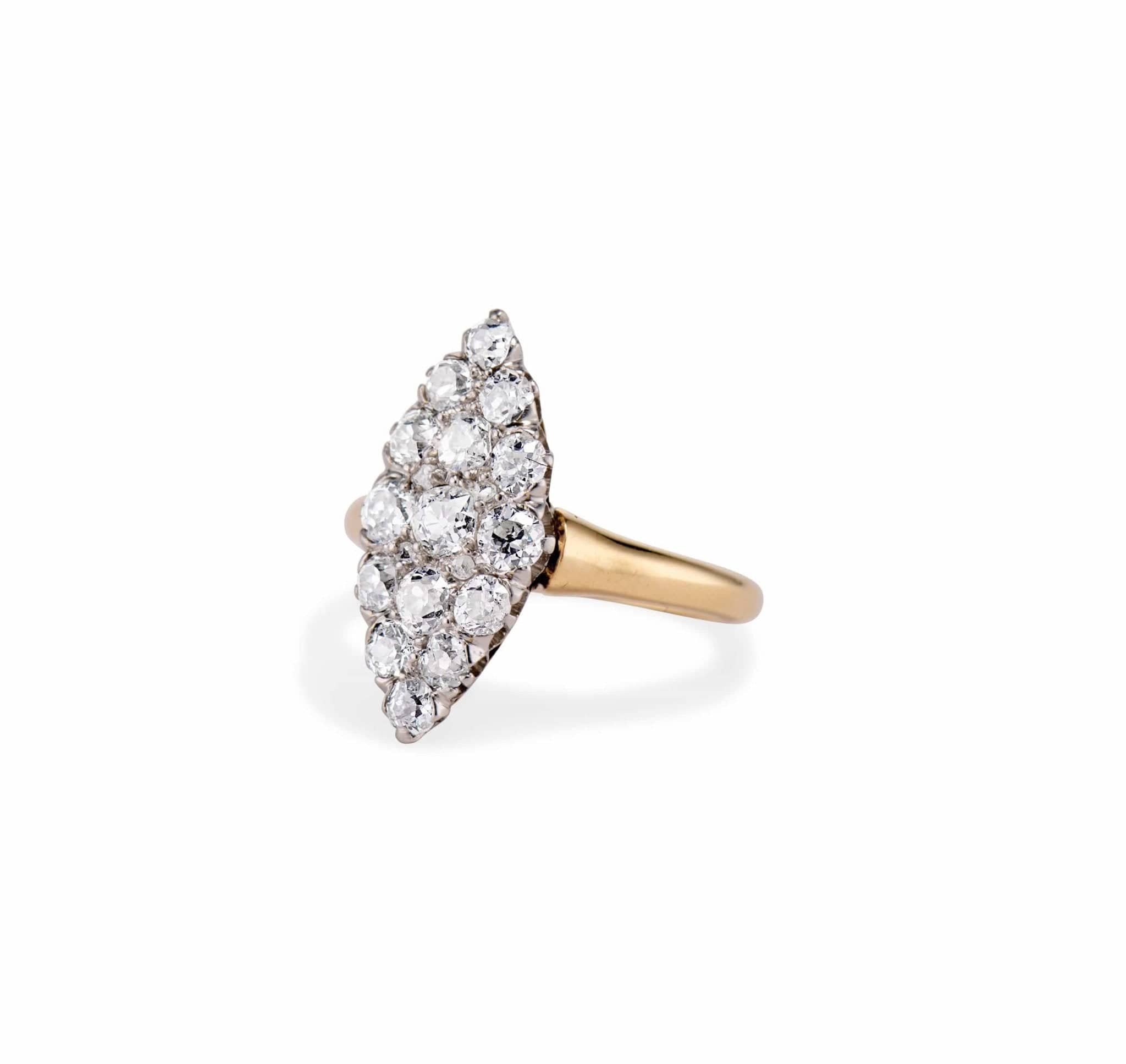 Victorian Diamond Navette Ring, France - Image 2