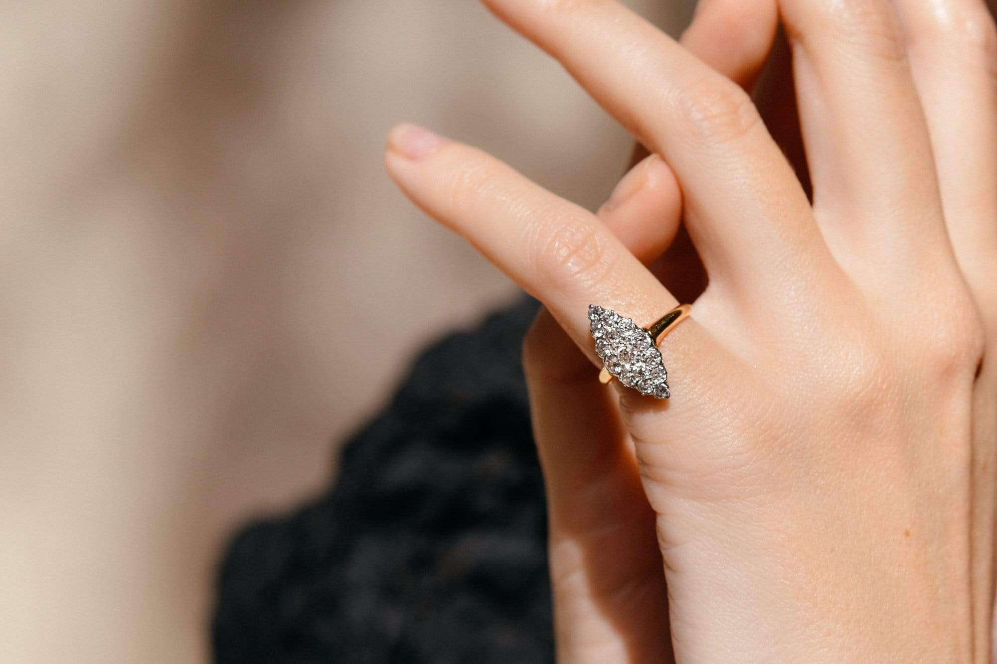 Victorian Diamond Navette Ring, France - Image 4