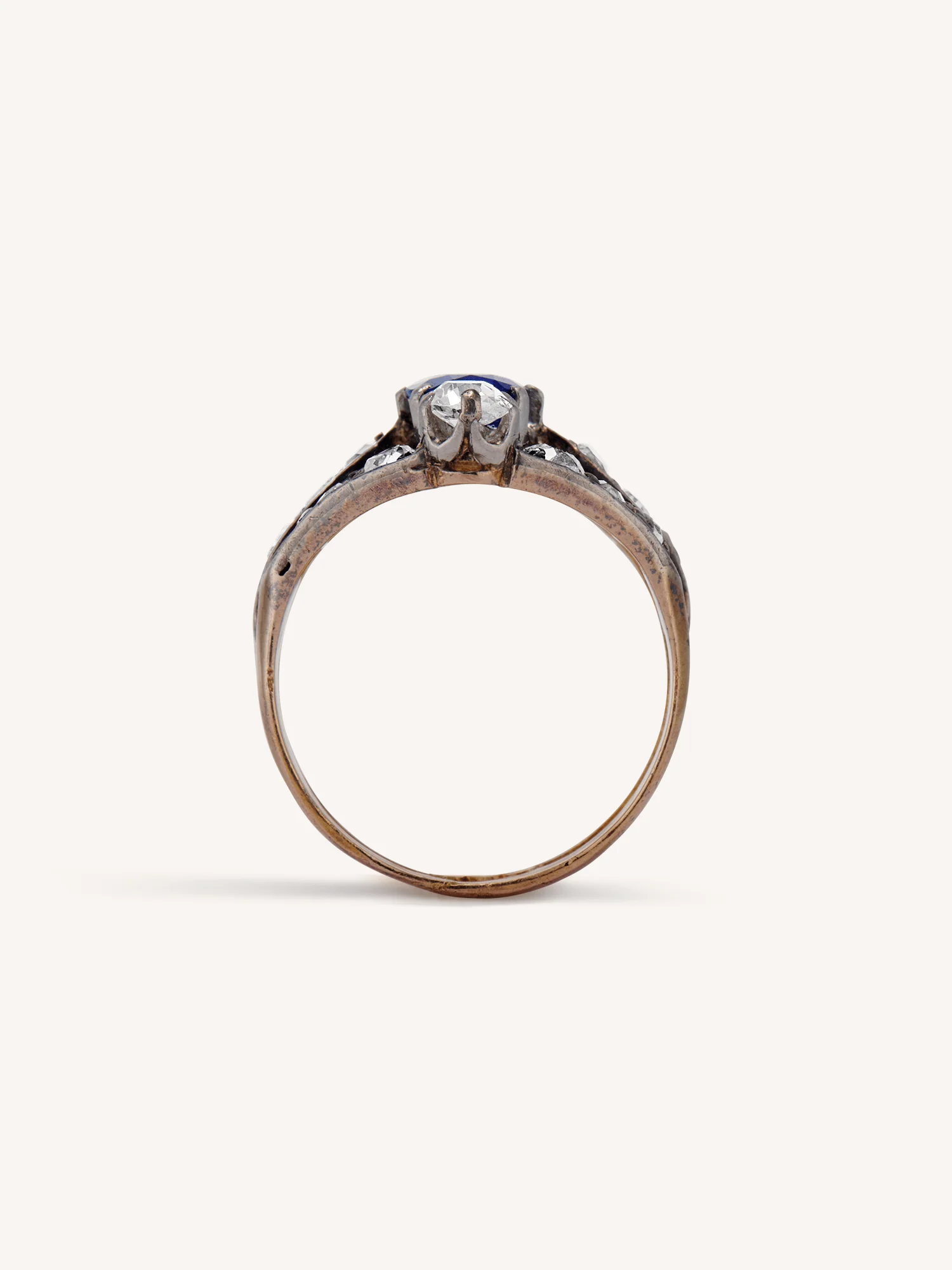 Victorian Diamond & Sapphire Tiered Antique Dinner Ring, France - Image 8