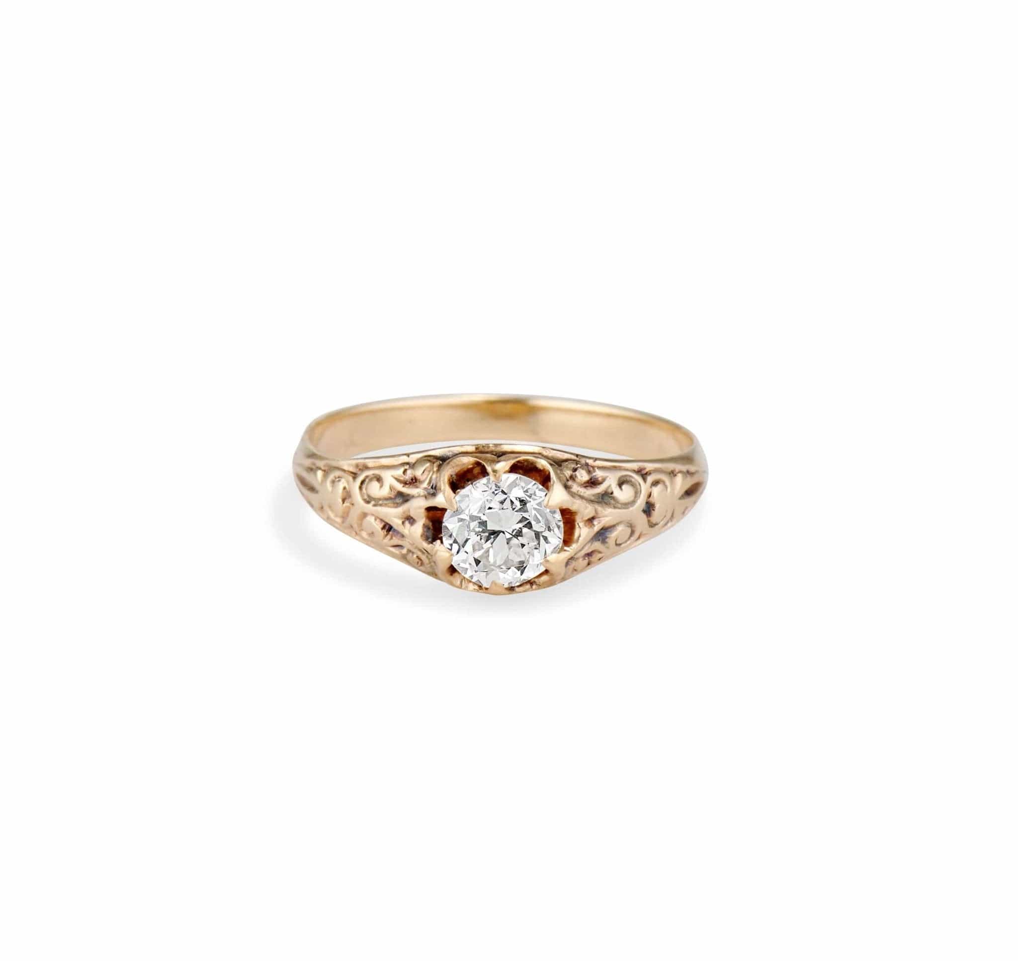 Victorian .63 Carat Old European Cut Diamond Solitaire Engagement Ring - Image 2