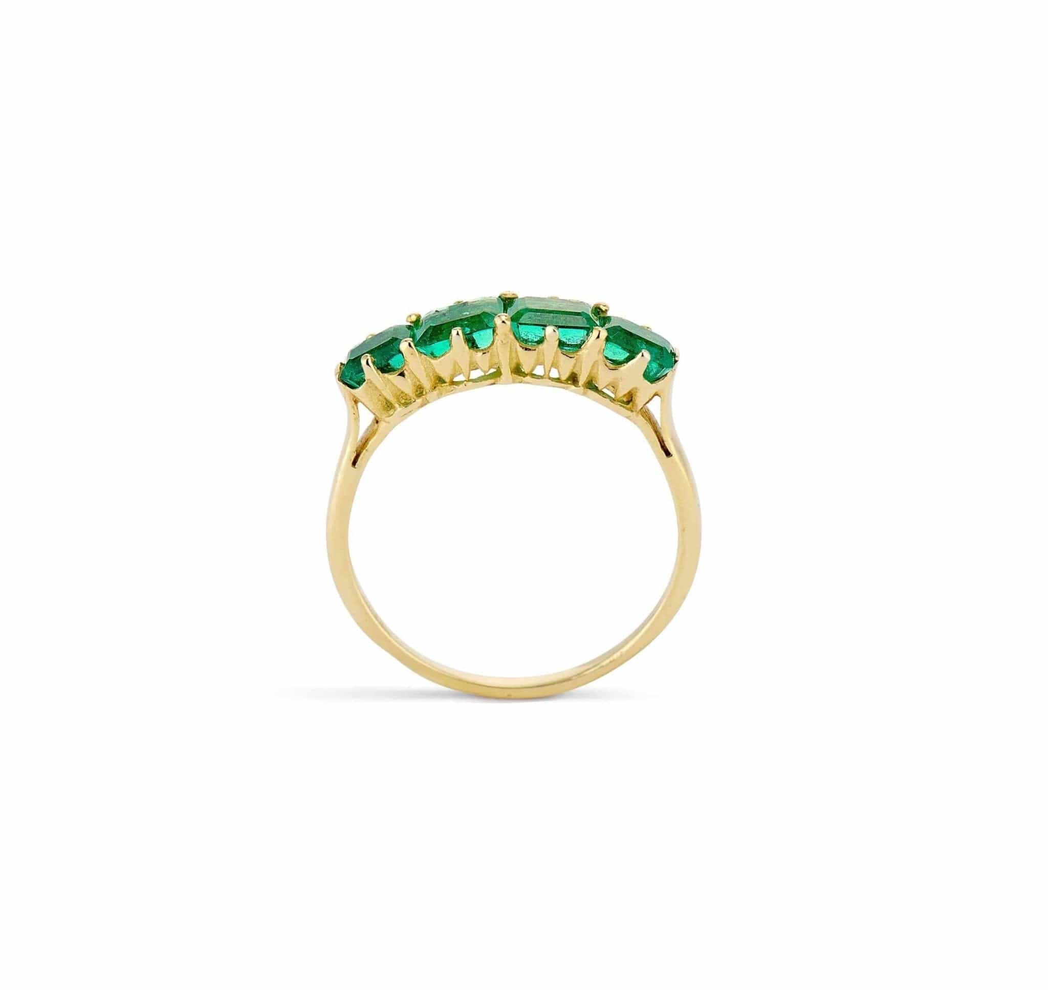 1880s Victorian Emerald Yellow Gold Half Hoop Band - Image 3