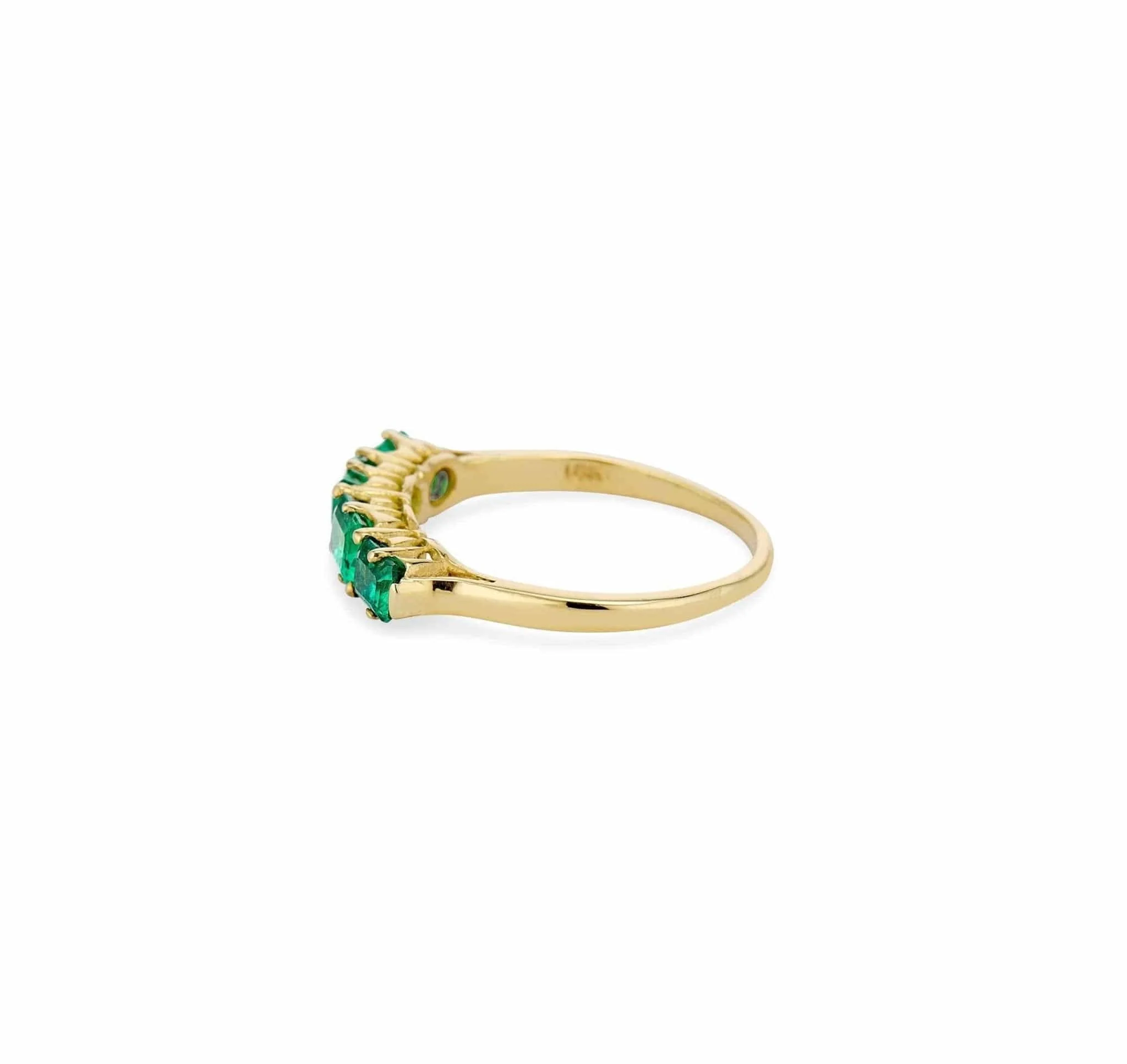 1880s Victorian Emerald Yellow Gold Half Hoop Band - Image 4