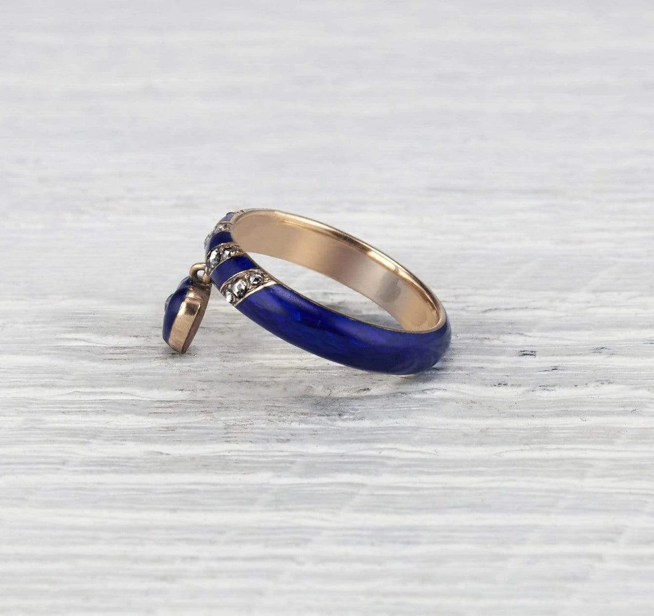 Victorian Enamel and Diamond Mourning Ring - Image 3