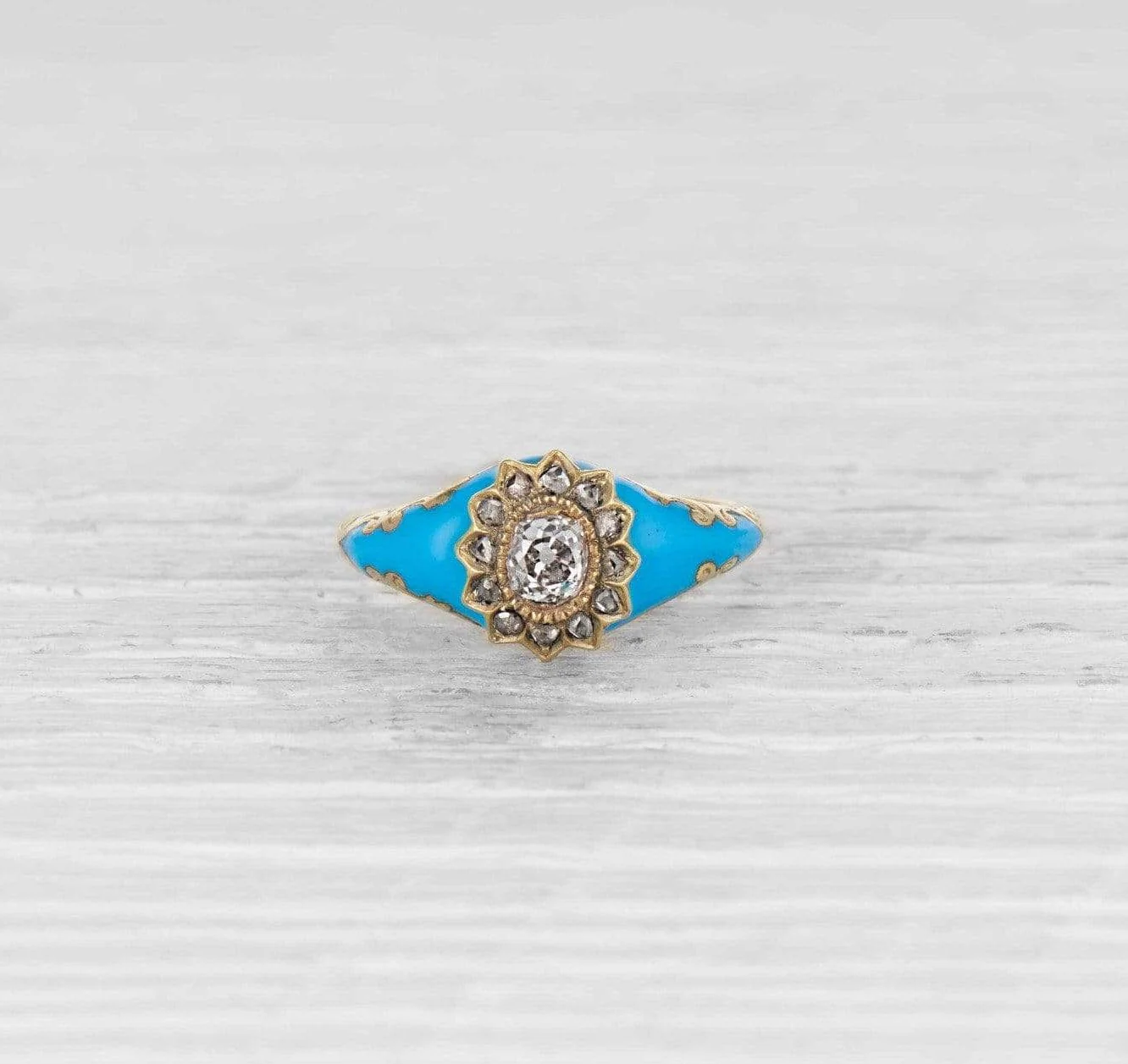 Victorian Enamel and Diamond Ring - Image 2