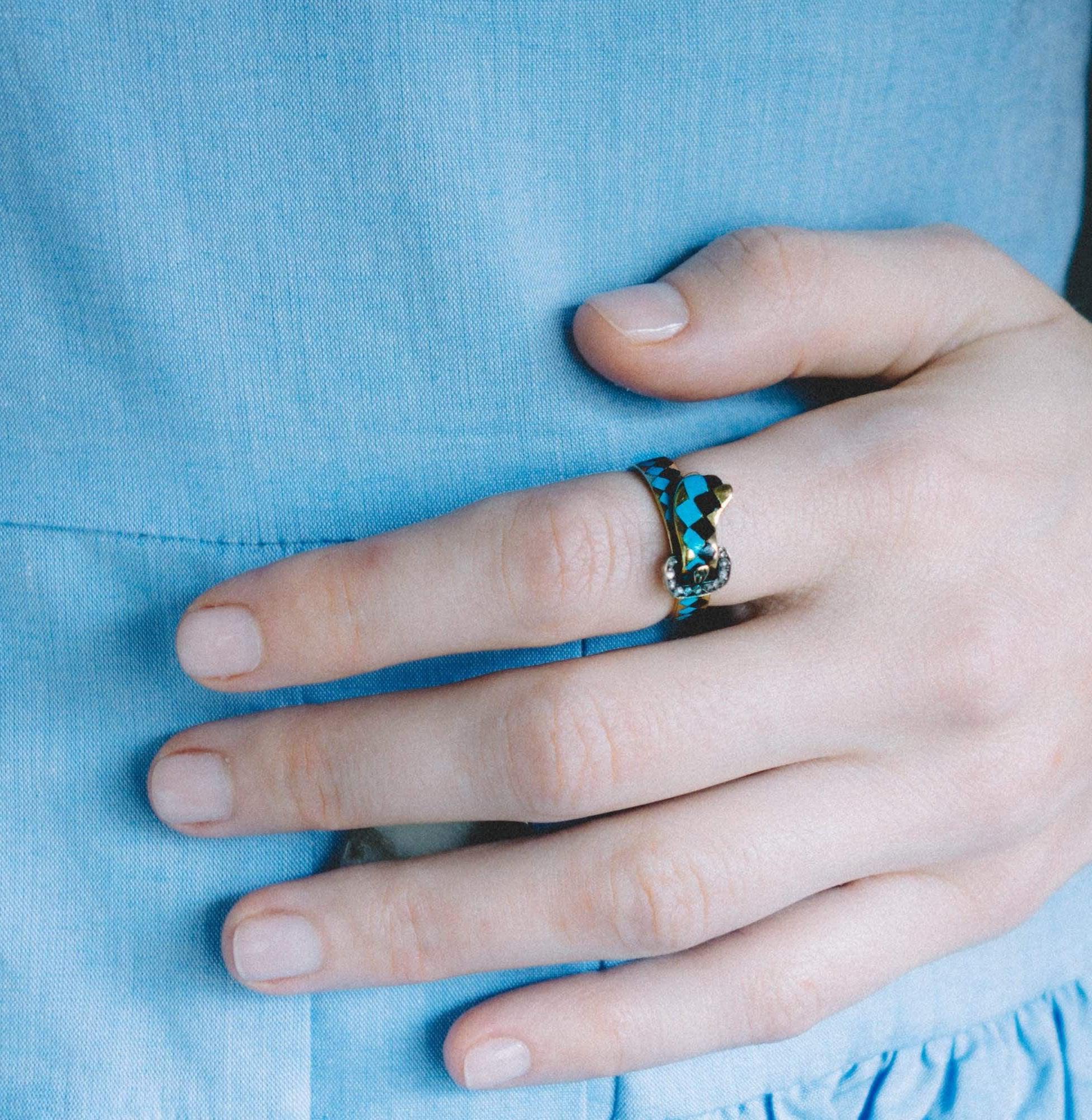 Victorian Enamel Buckle Ring - Image 4