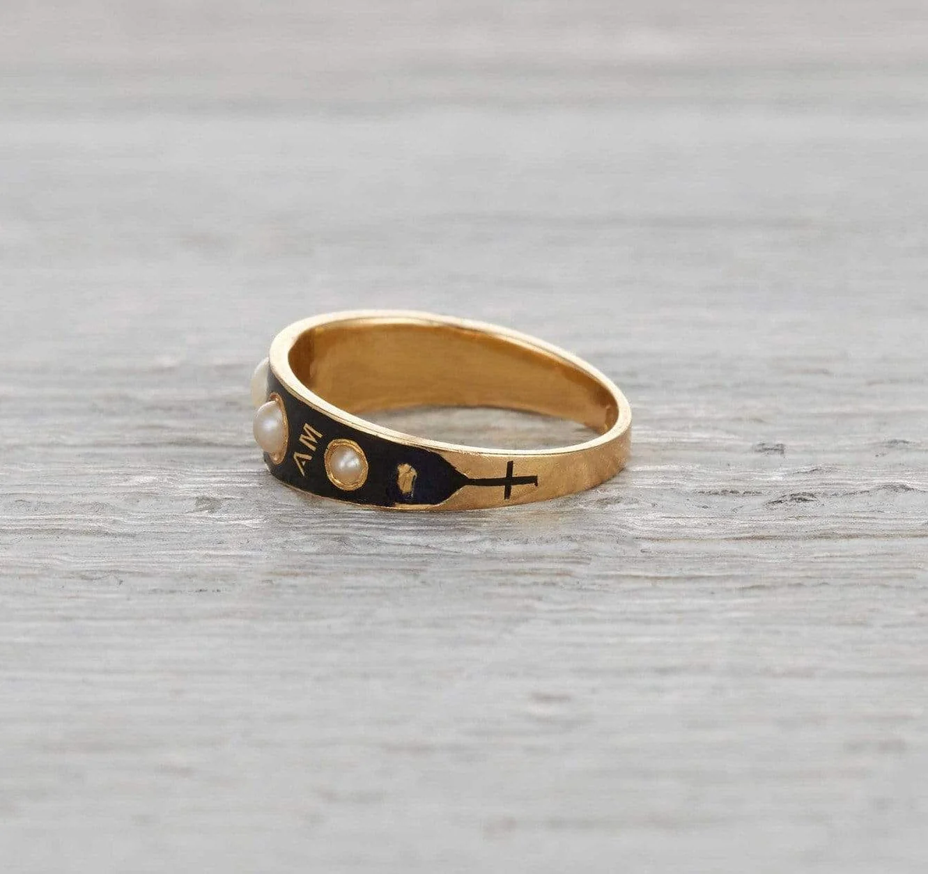 Victorian Enamel Mourning Ring - Image 3