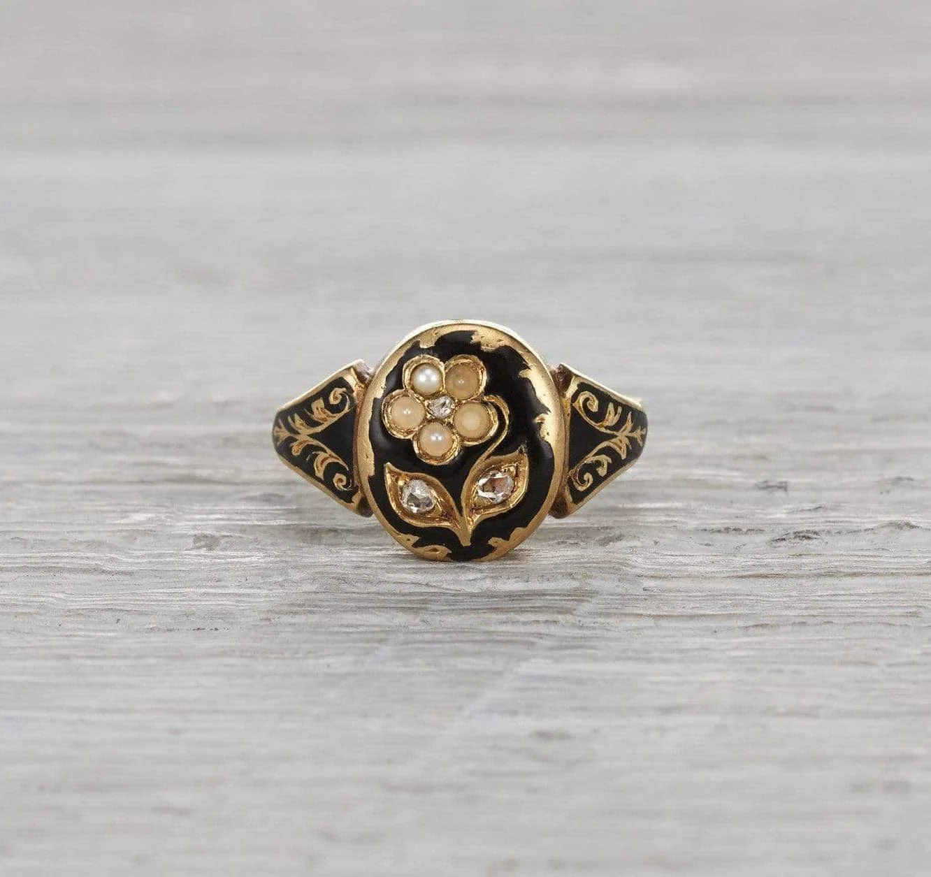 Victorian Enamel Mourning Ring - Image 2
