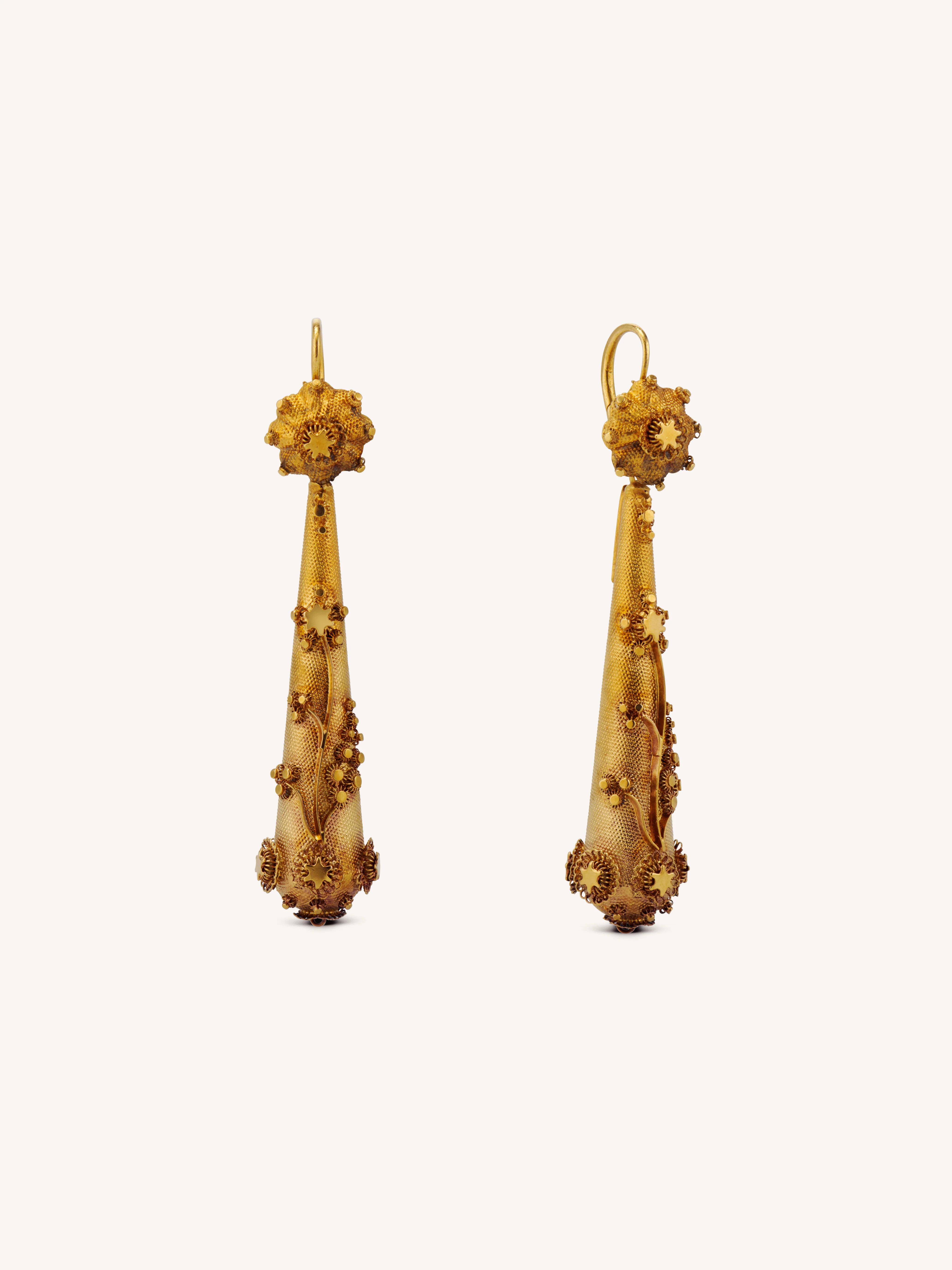 Victorian Etruscan Revival Gold Dormeuse Earrings - Image 4