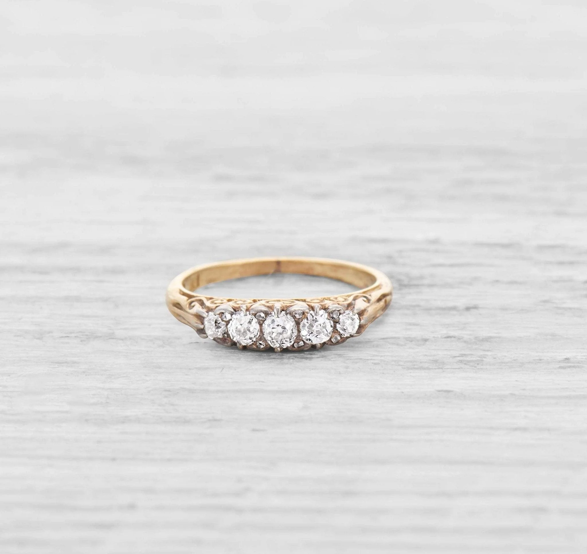 VICTORIAN FIVE STONE DIAMOND WEDDING BAND - Image 2