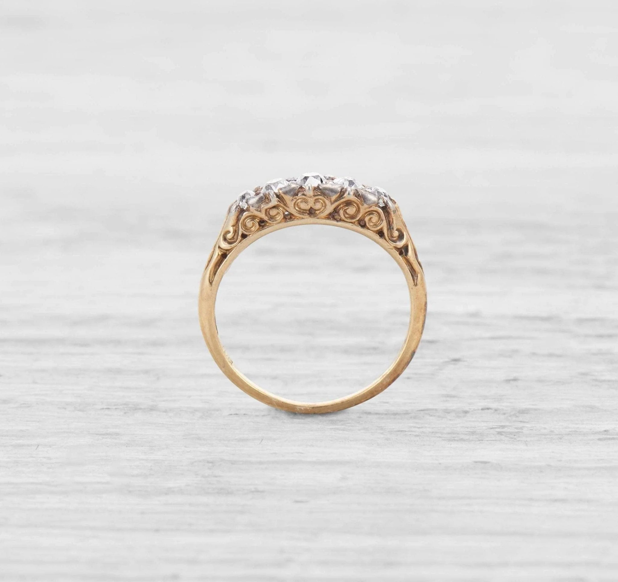 VICTORIAN FIVE STONE DIAMOND WEDDING BAND - Image 4