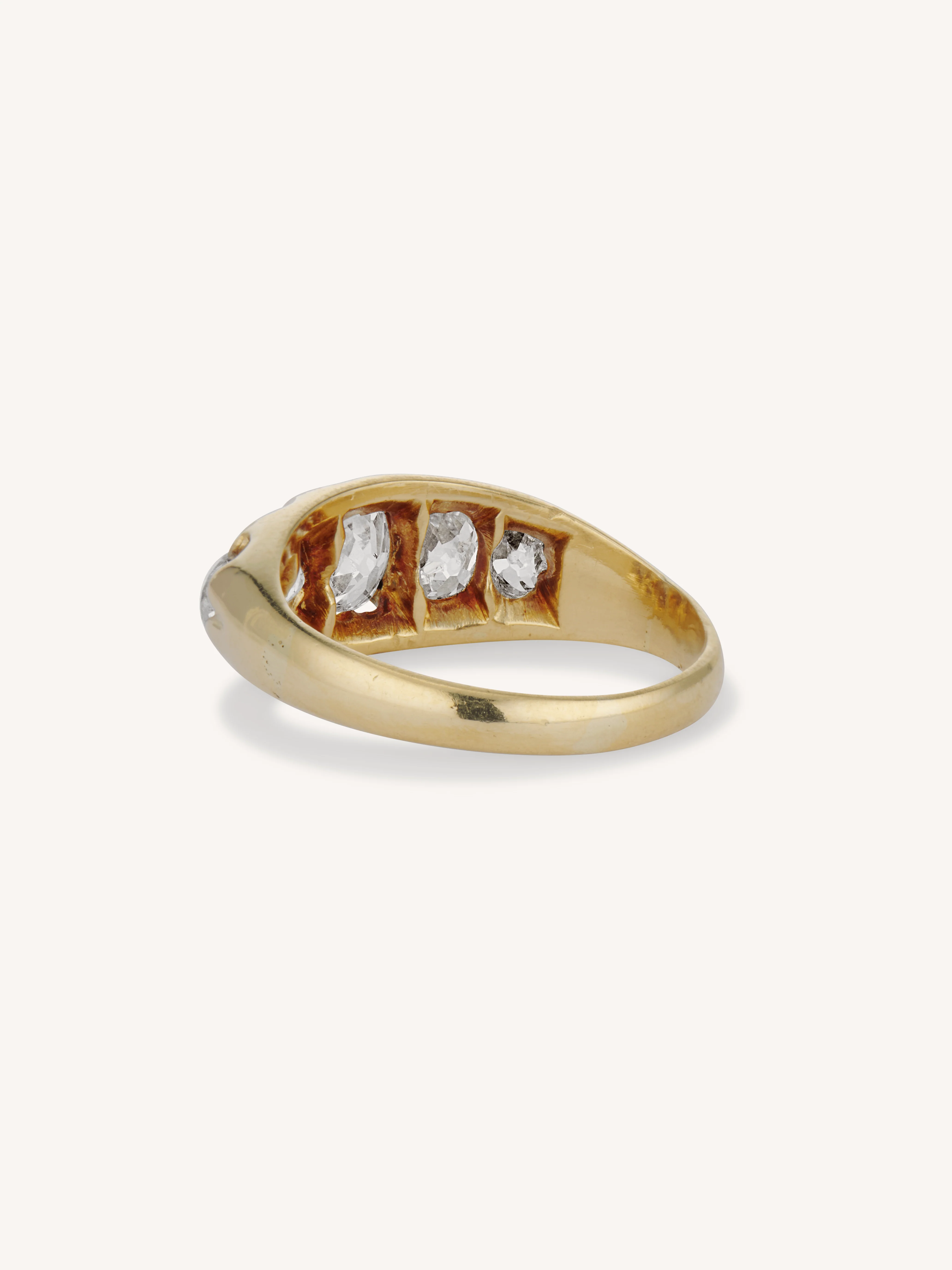 Victorian Five-Stone Old Mine Diamond 18k Yellow Gold Antique Ring - Image 5