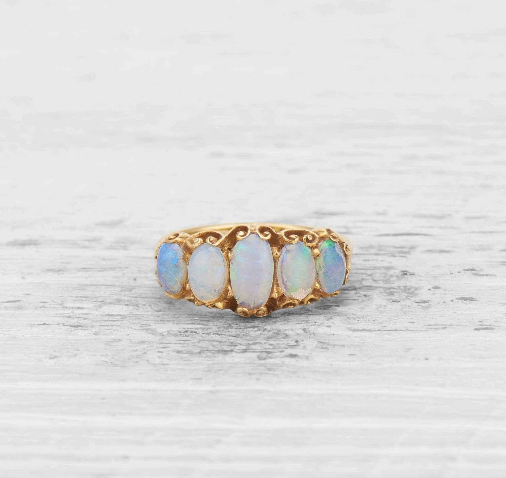 VICTORIAN FIVE STONE OPAL RING - Image 2