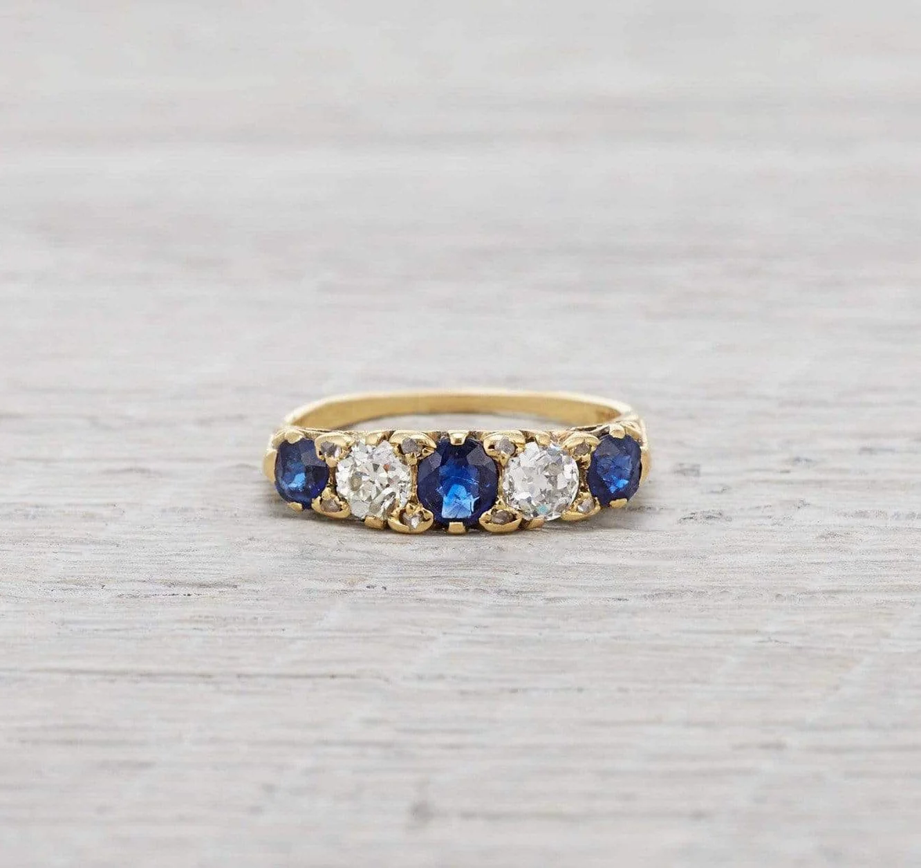 Victorian Five Stone Sapphire and Diamond Ring - Image 2