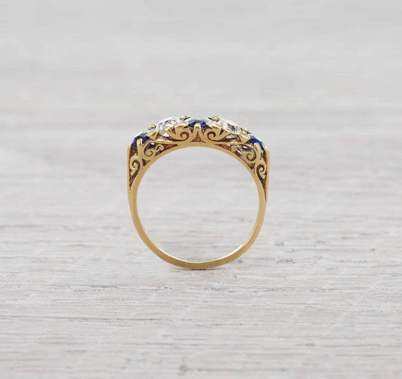 Victorian Five Stone Sapphire and Diamond Ring - Image 4