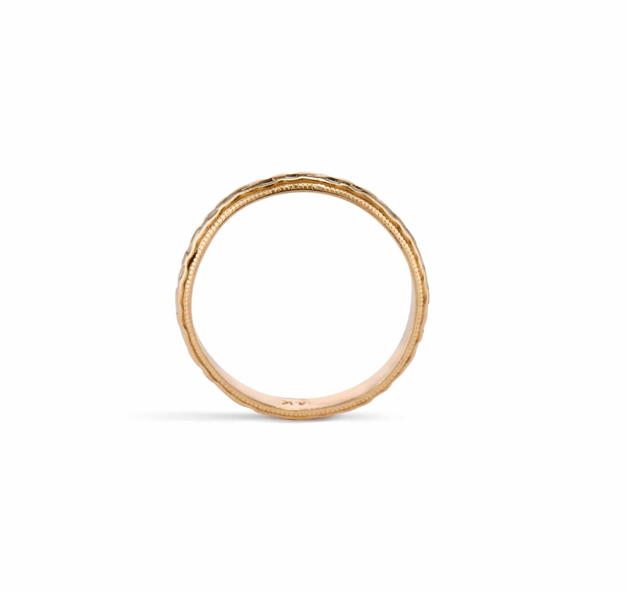 Victorian Forget-Me-Not Gold Wedding Band - Image 2