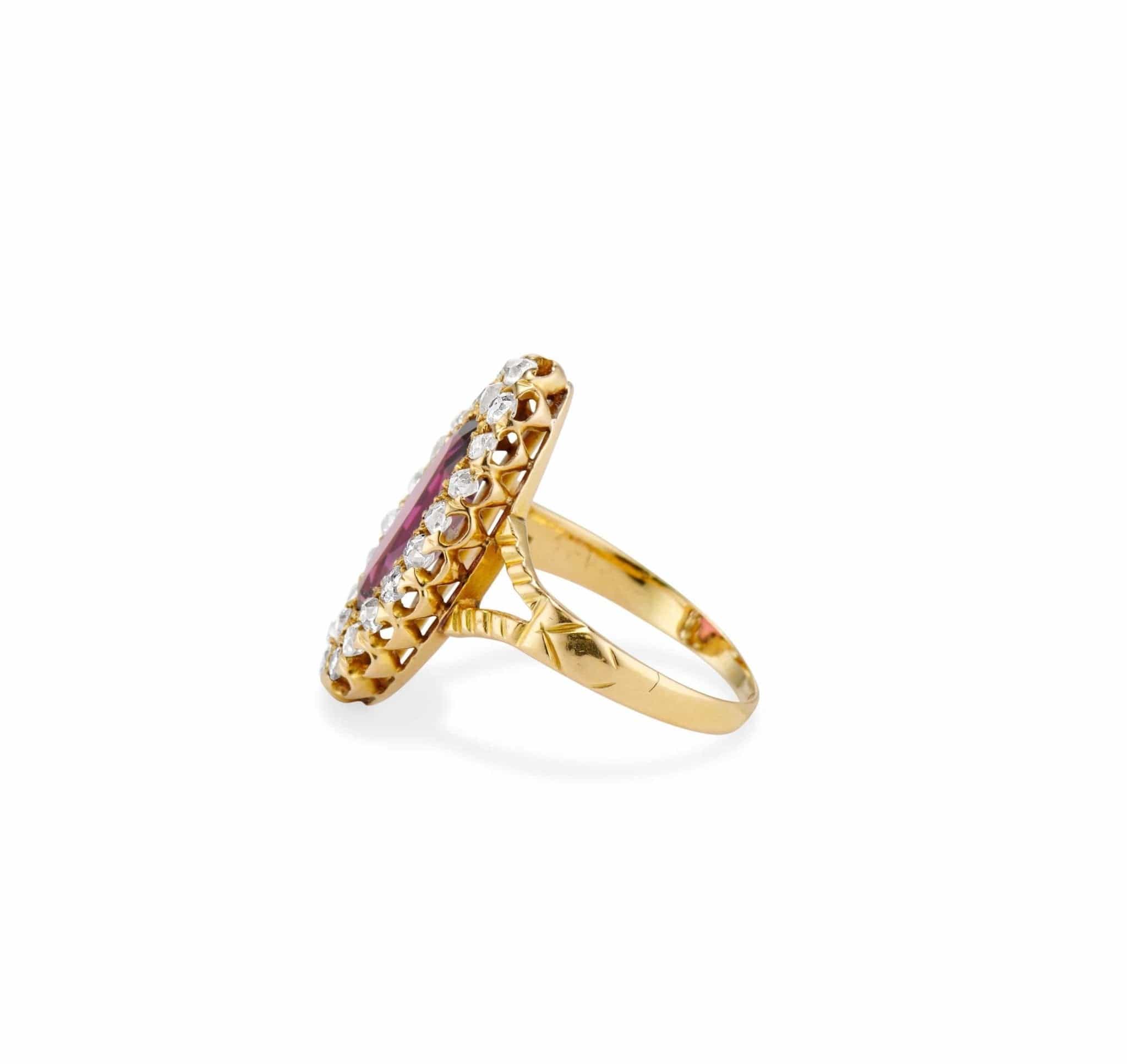 Victorian Garnet & Diamond Dinner Ring, England - Image 3