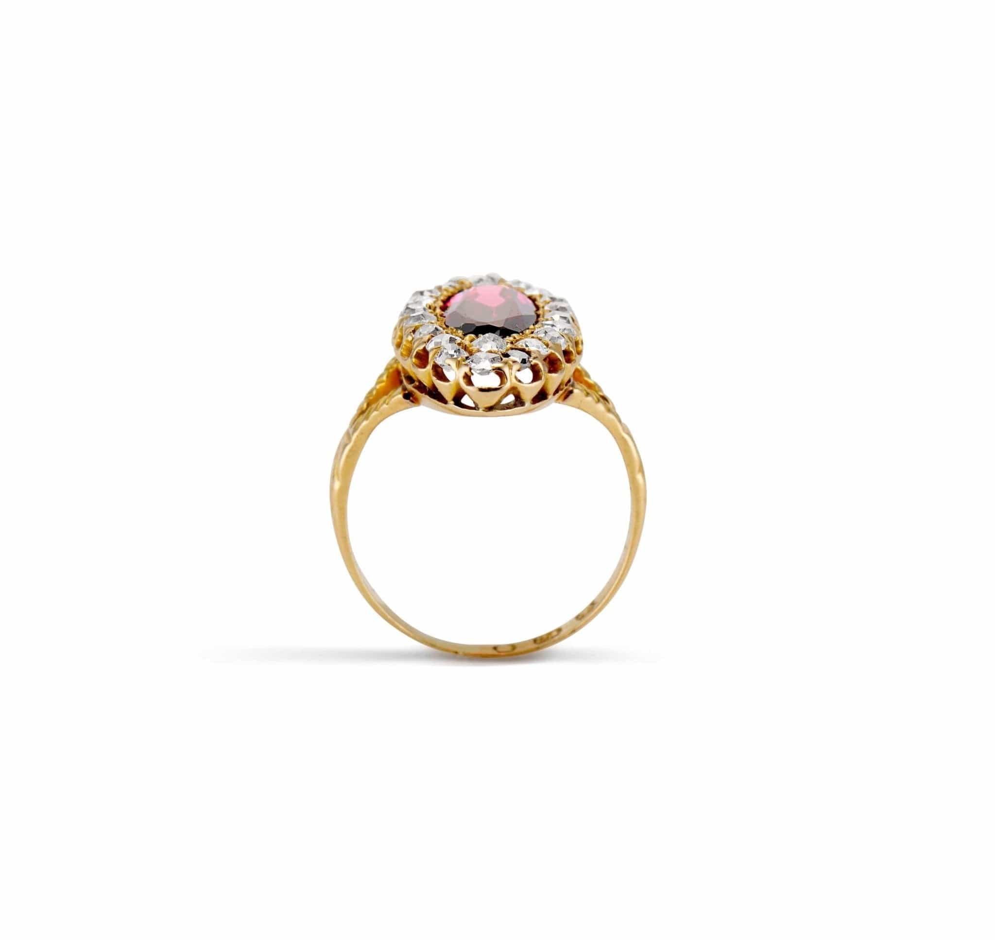 Victorian Garnet & Diamond Dinner Ring, England - Image 4