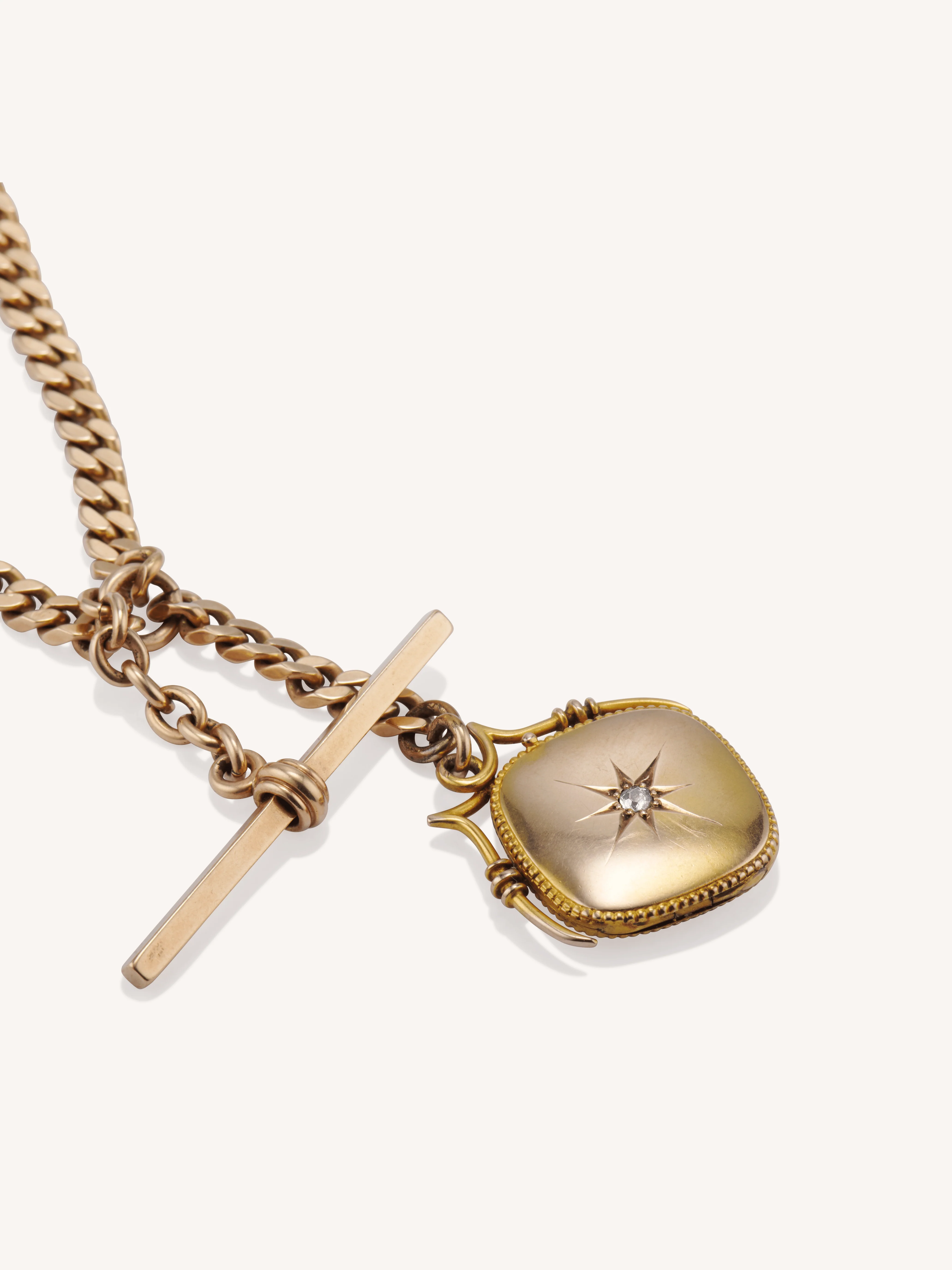 Victorian Gold Albert Chain, Locket & Watch Fob Antique Necklace - Image 4