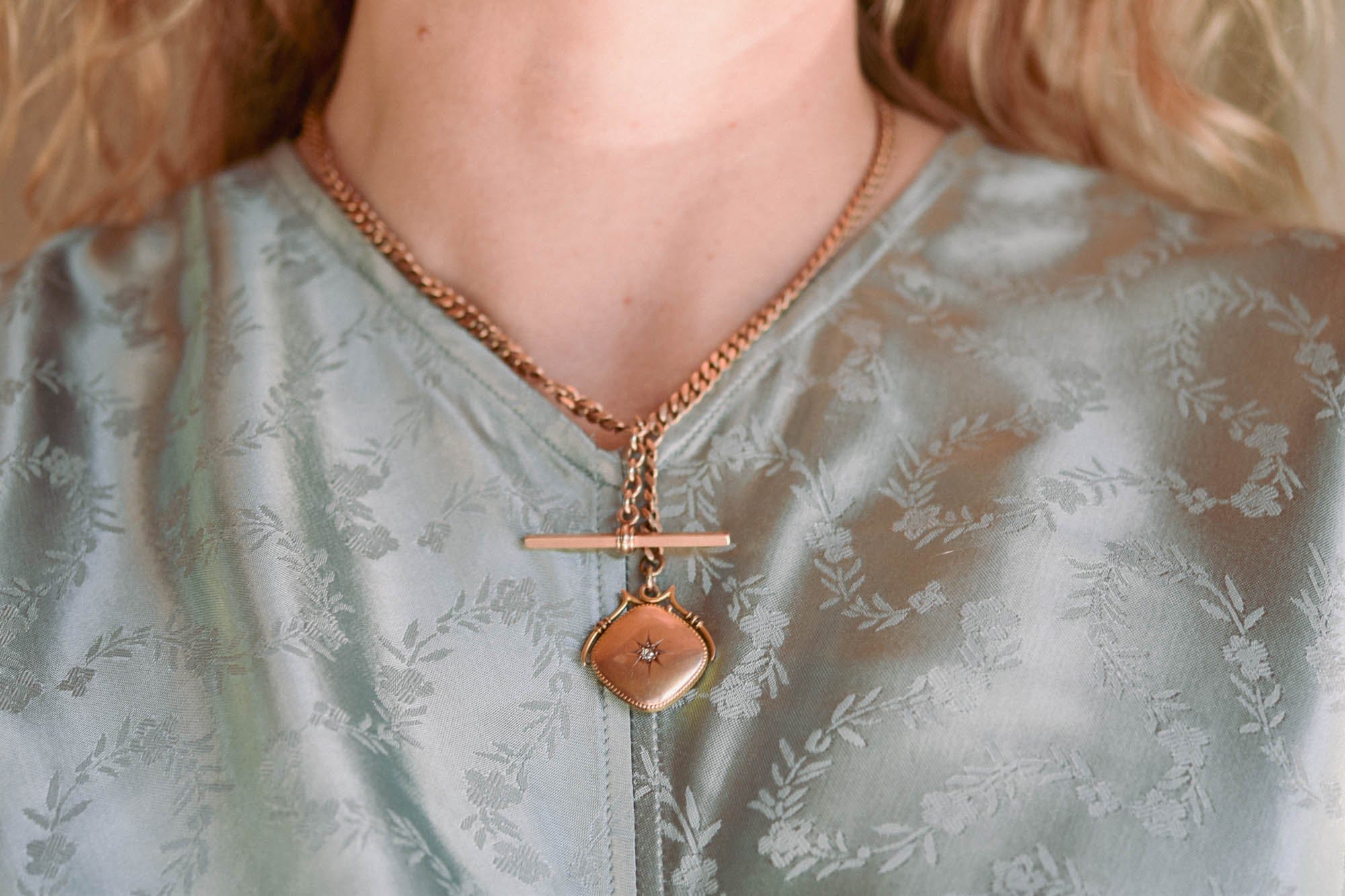 Victorian Gold Albert Chain, Locket & Watch Fob Antique Necklace - Image 7
