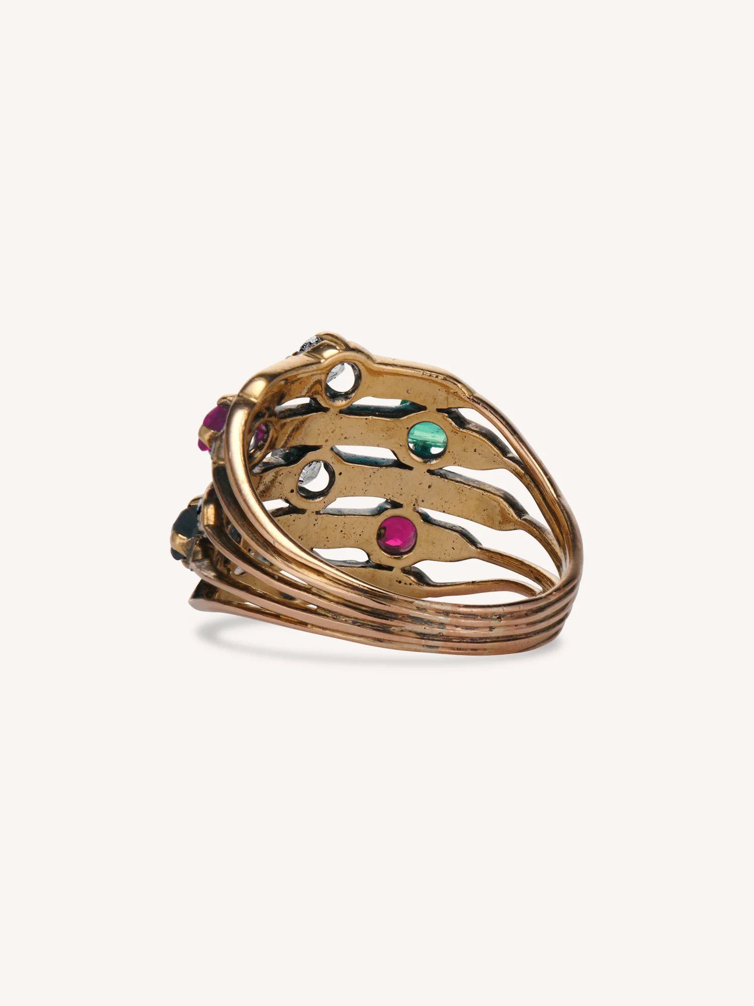 Victorian Multi-Gem Antique Cocktail Ring - Image 5
