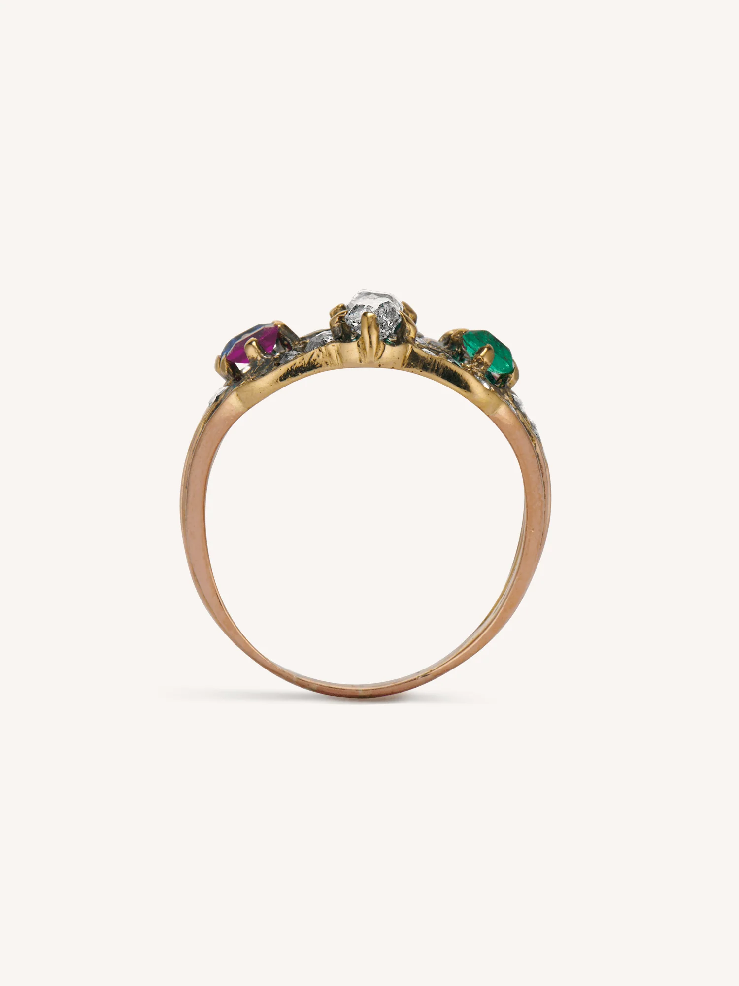 Victorian Multi-Gem Antique Cocktail Ring - Image 8