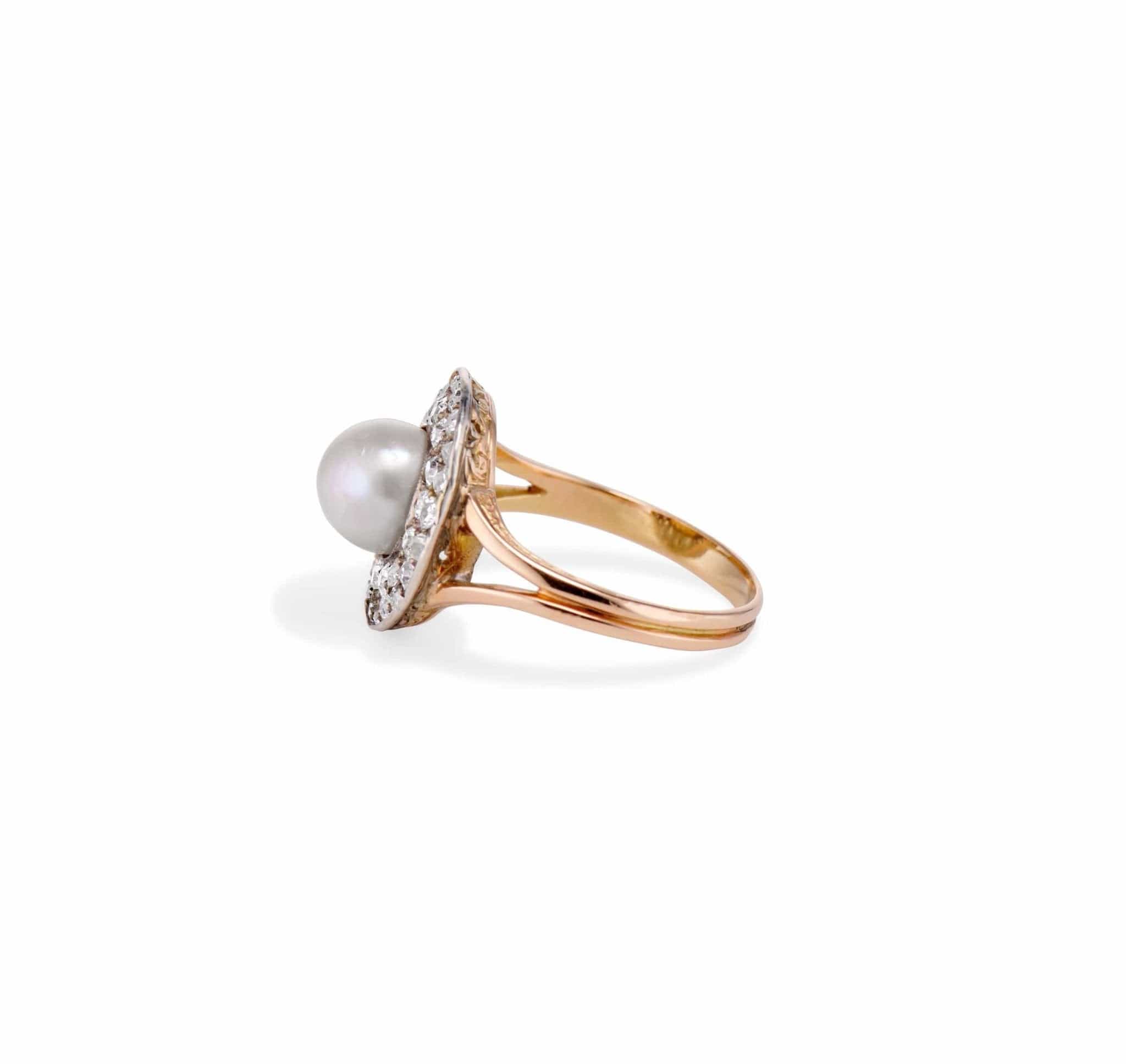 Victorian Natural Pearl and Diamond Cluster Ring - Image 4