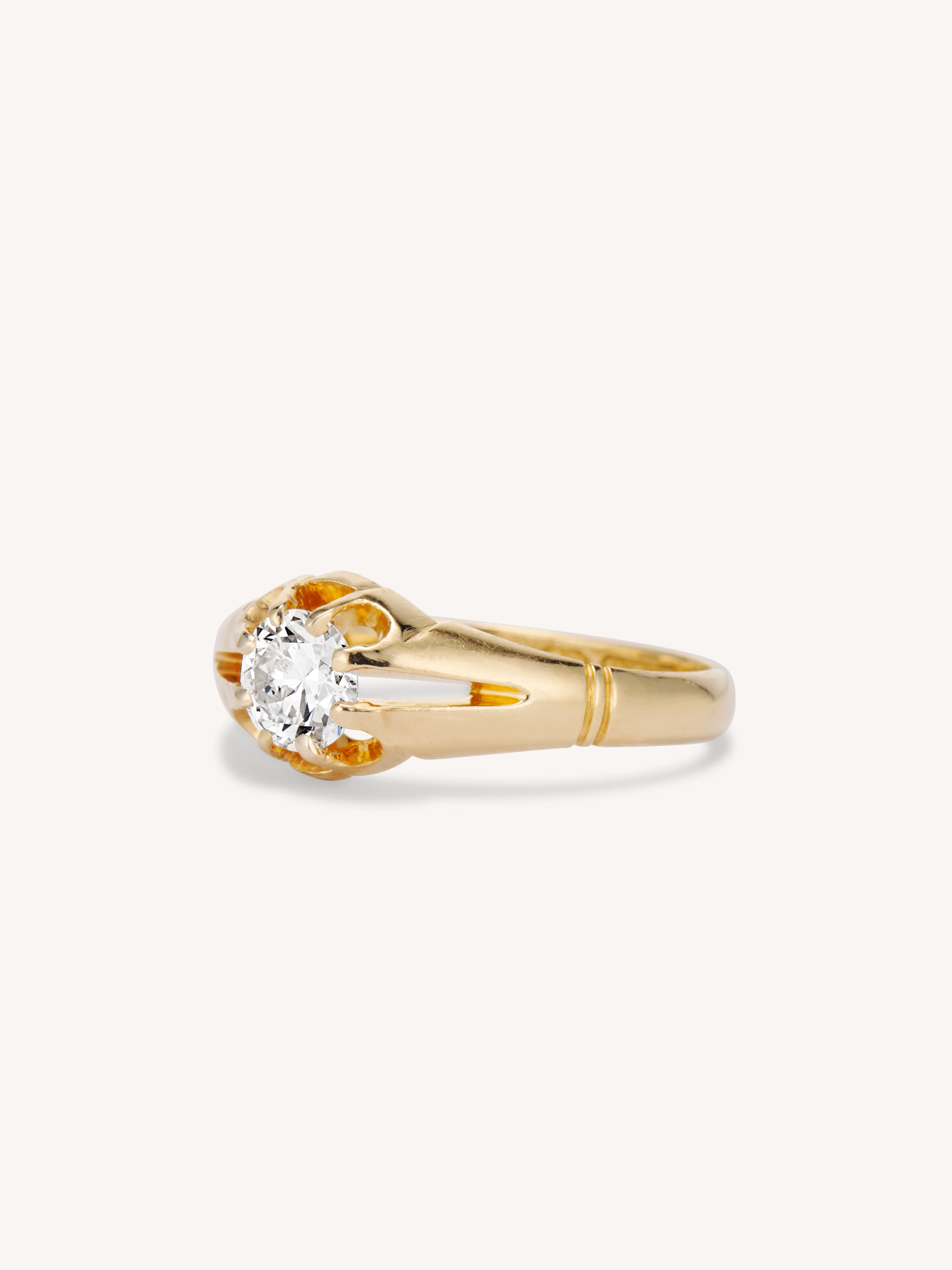 Victorian Old European Cut Diamond Belcher Gold Antique Solitaire Engagement Ring, England - Image 3