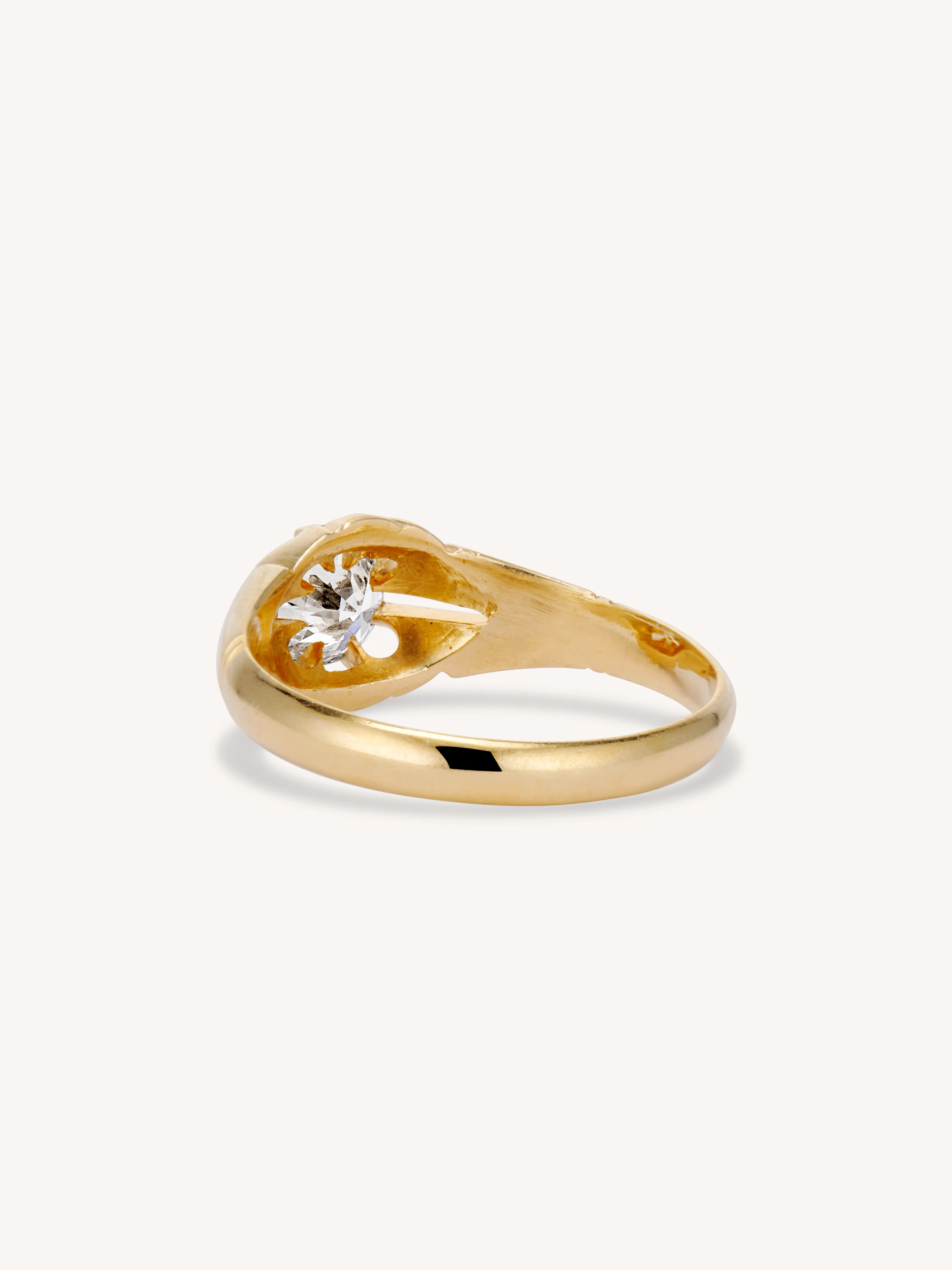 Victorian Old European Cut Diamond Belcher Gold Antique Solitaire Engagement Ring, England - Image 4