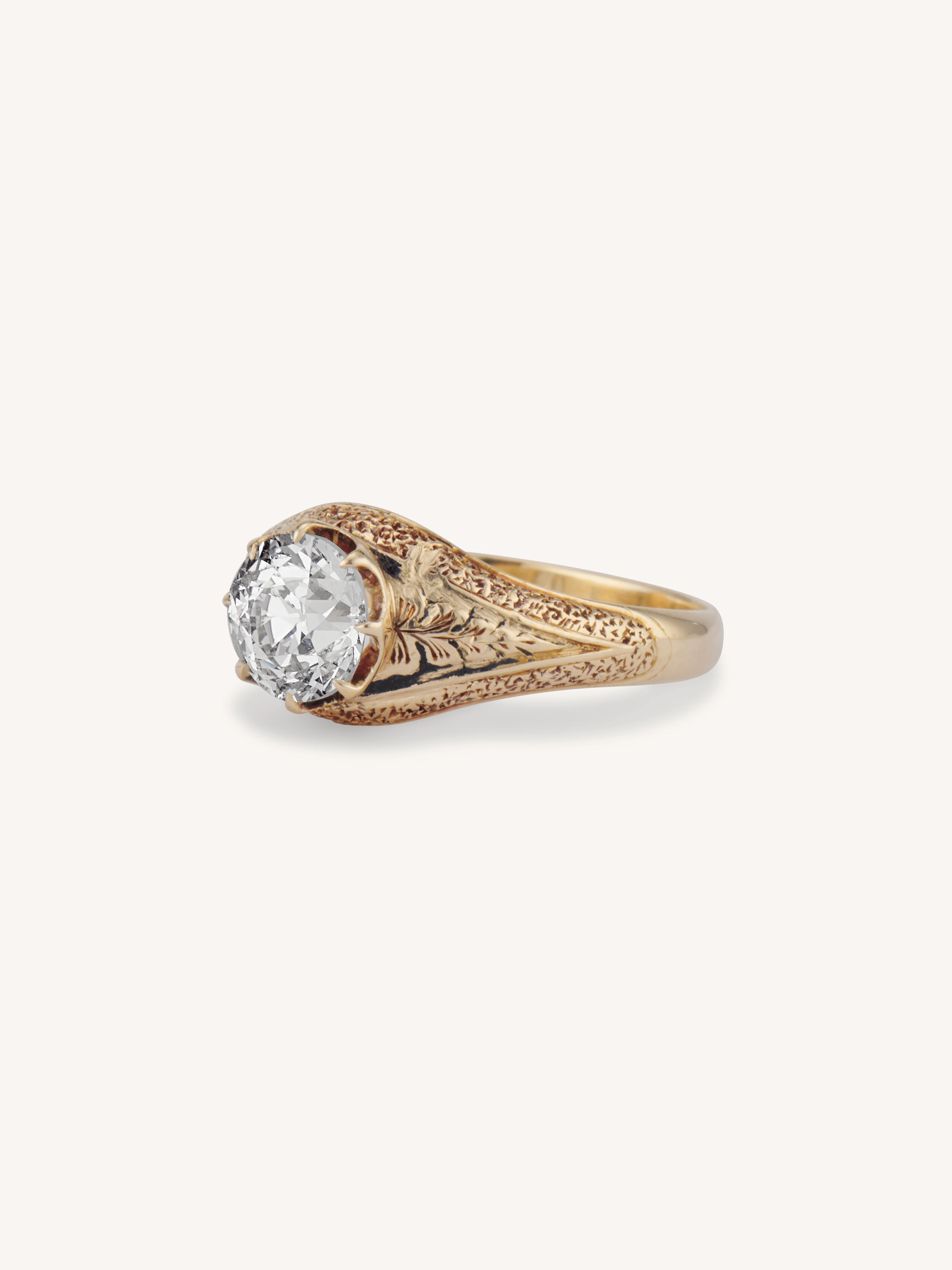 Victorian 1.17 Carat Old European Cut Diamond Engraved "1867" Antique Engagement Ring - Image 3