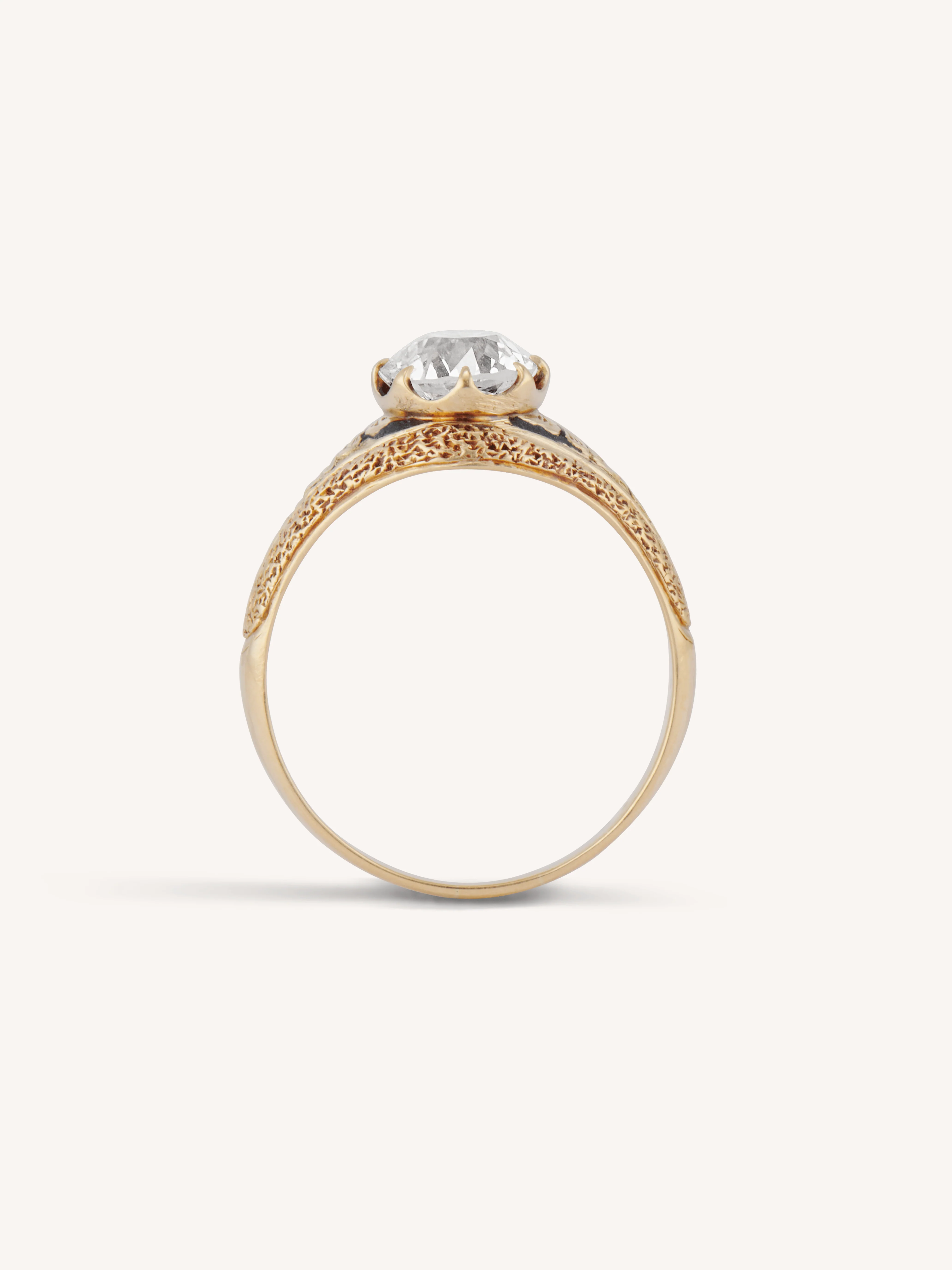 Victorian 1.17 Carat Old European Cut Diamond Engraved "1867" Antique Engagement Ring - Image 6