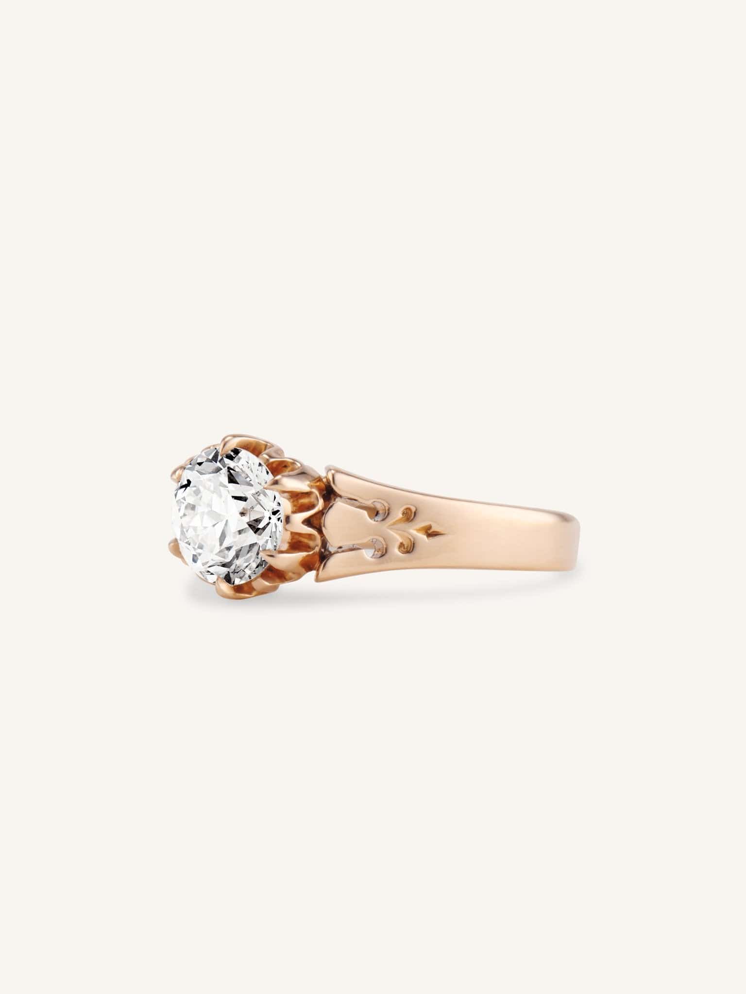 Victorian Old European Cut Diamond Rose Gold Vintage Engagement Ring - Image 3