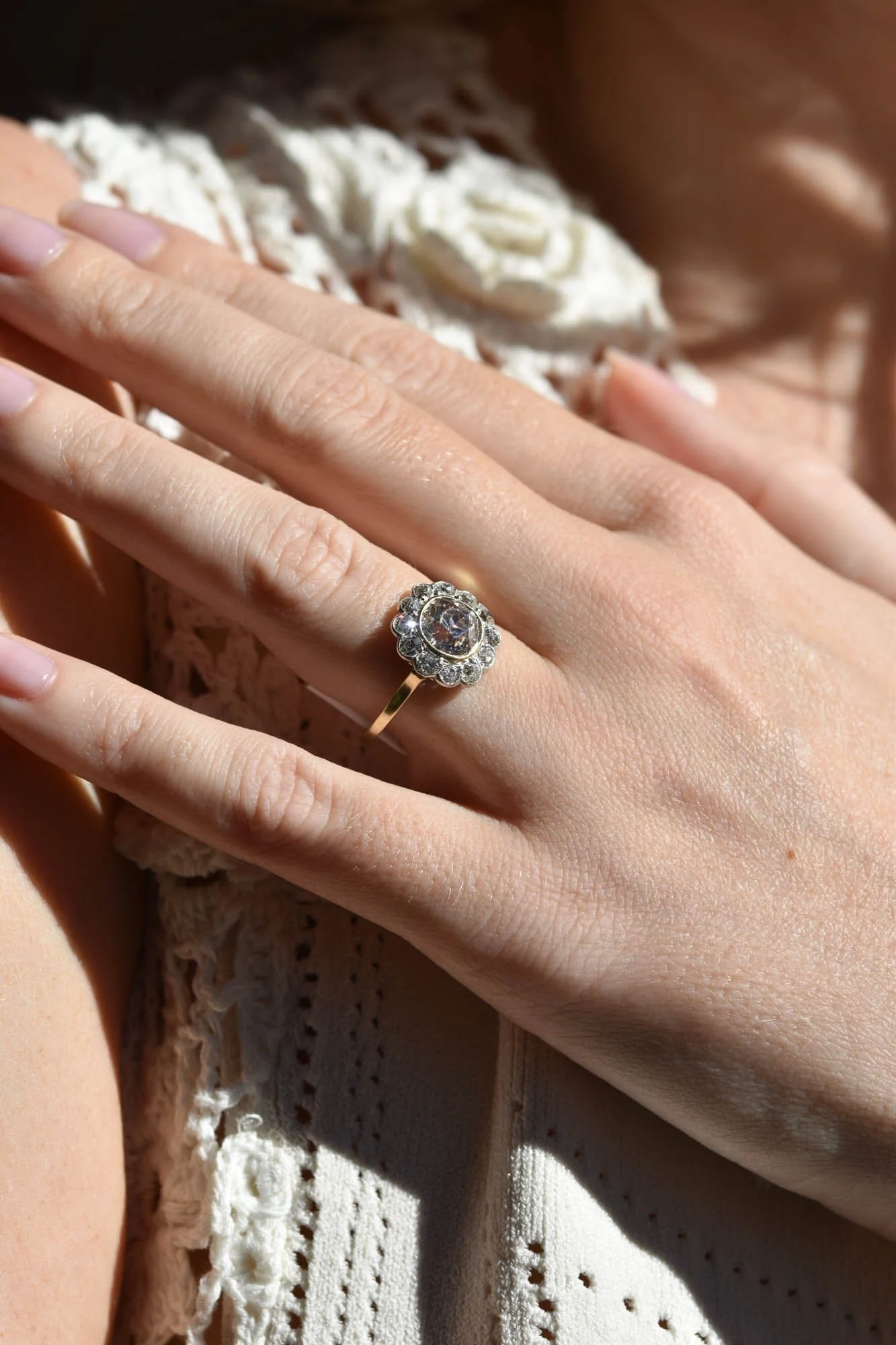 Victorian 1.60 Carat Old Mine Cut Brown Diamond Cluster Antique Engagement Ring - Image 3