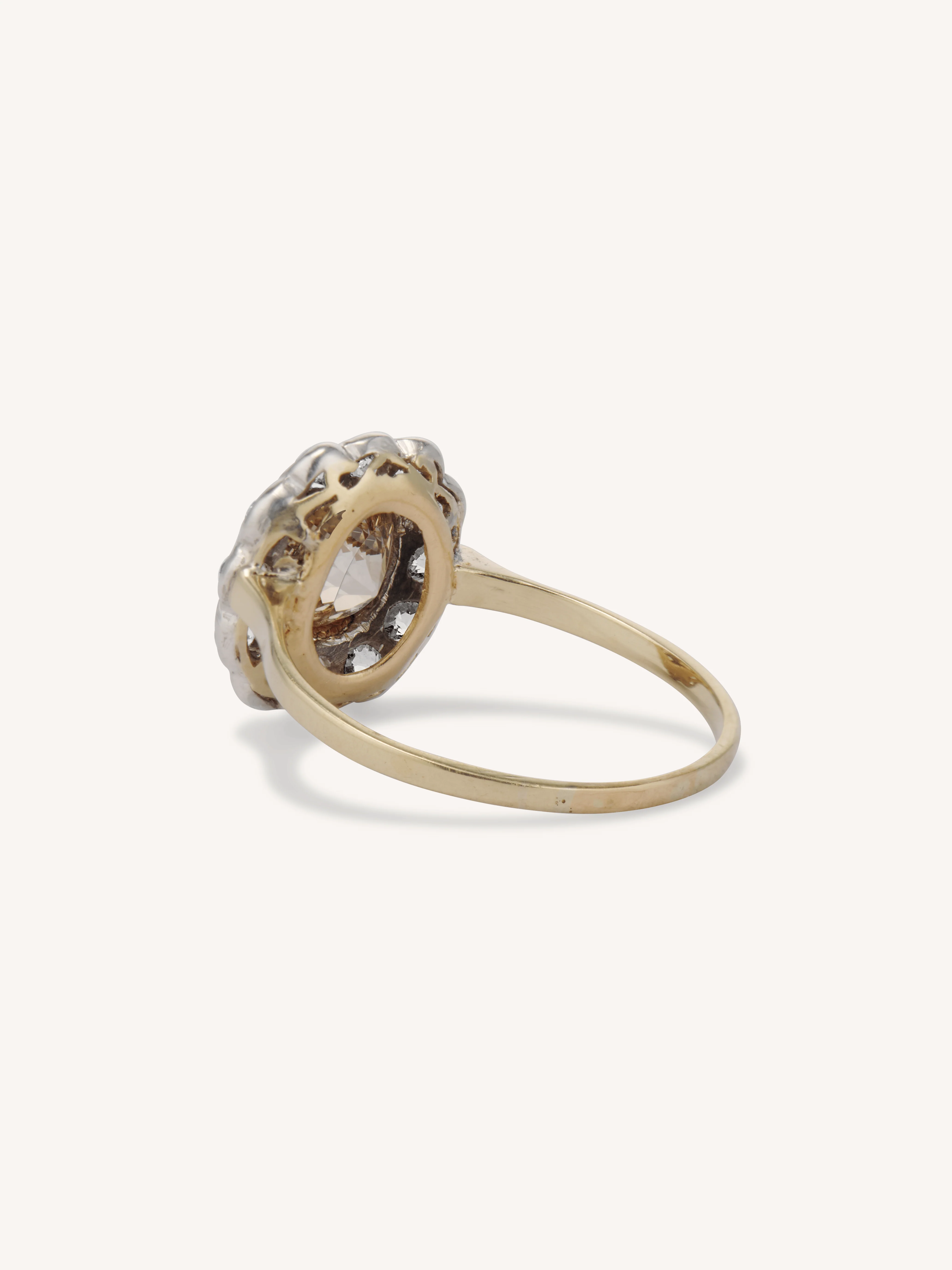 Victorian 1.60 Carat Old Mine Cut Brown Diamond Cluster Antique Engagement Ring - Image 5