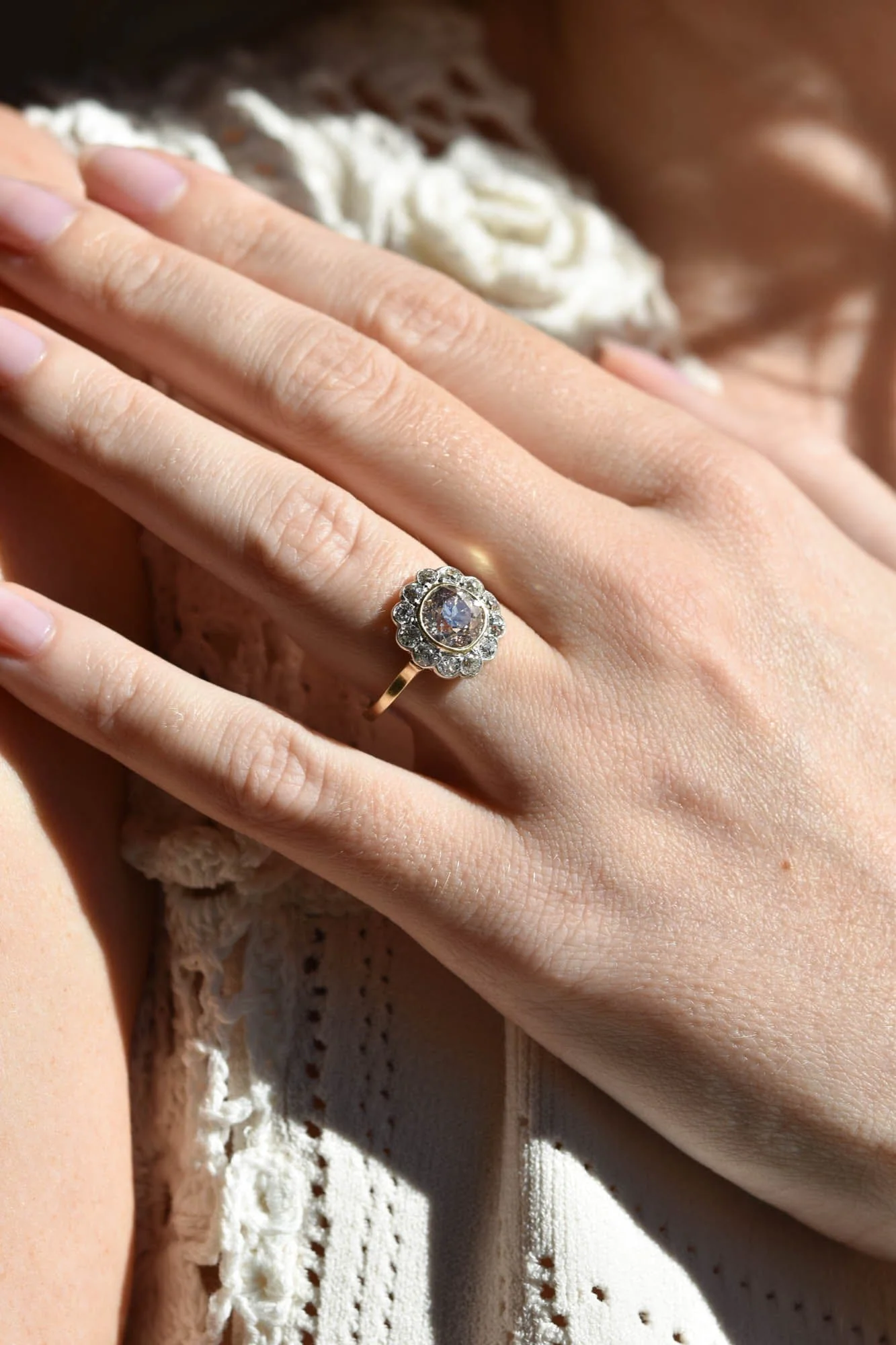 Victorian 1.60 Carat Old Mine Cut Brown Diamond Cluster Antique Engagement Ring - Image 6